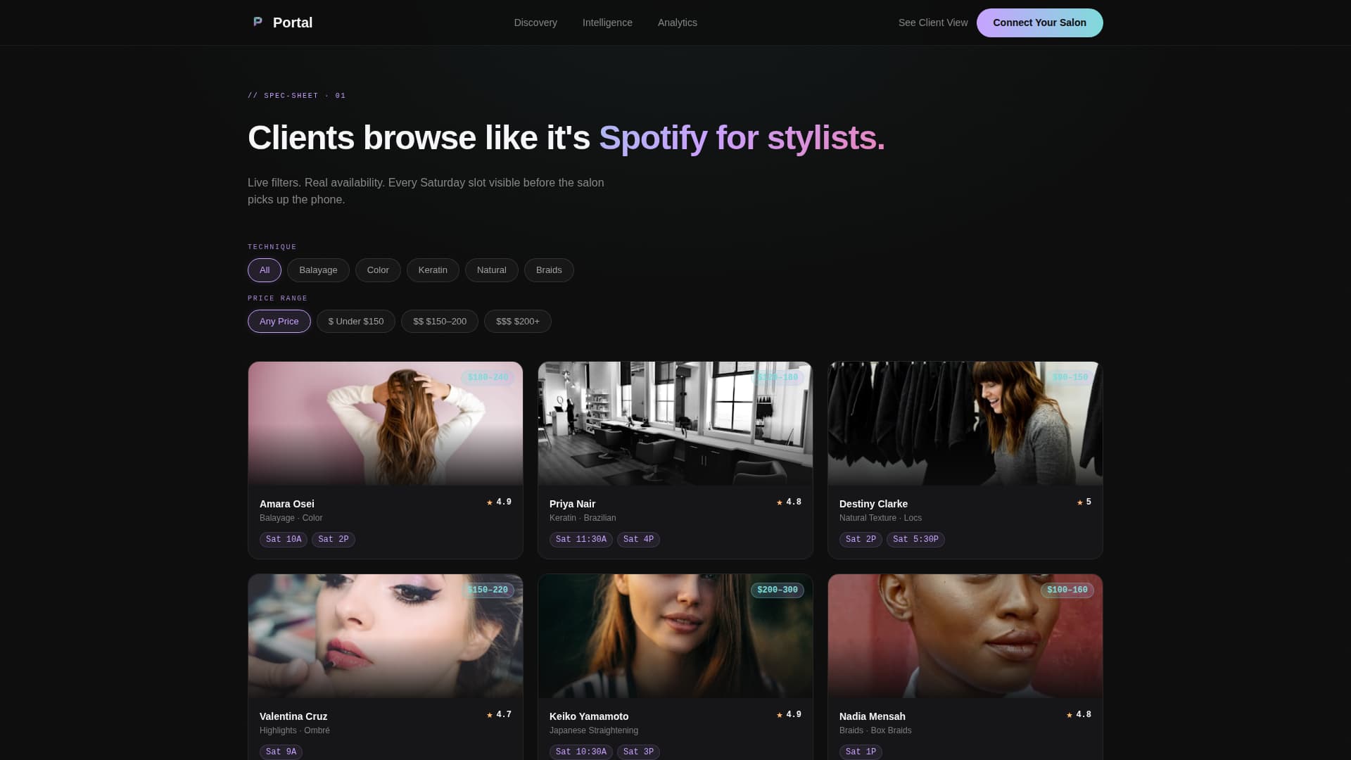 Portal — Smart Beauty Salon Landing Page Template