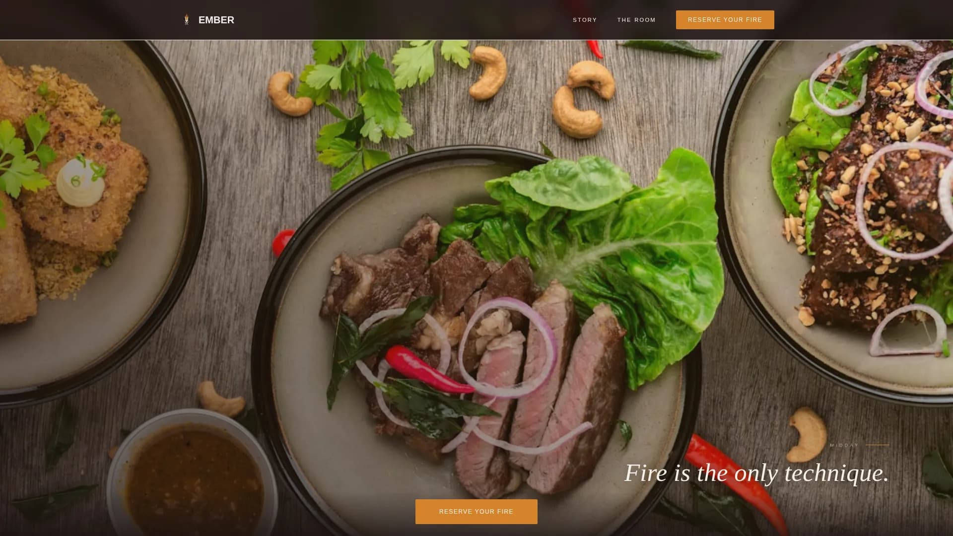 Ember - Ancestral Fire Dining Landing Page Template