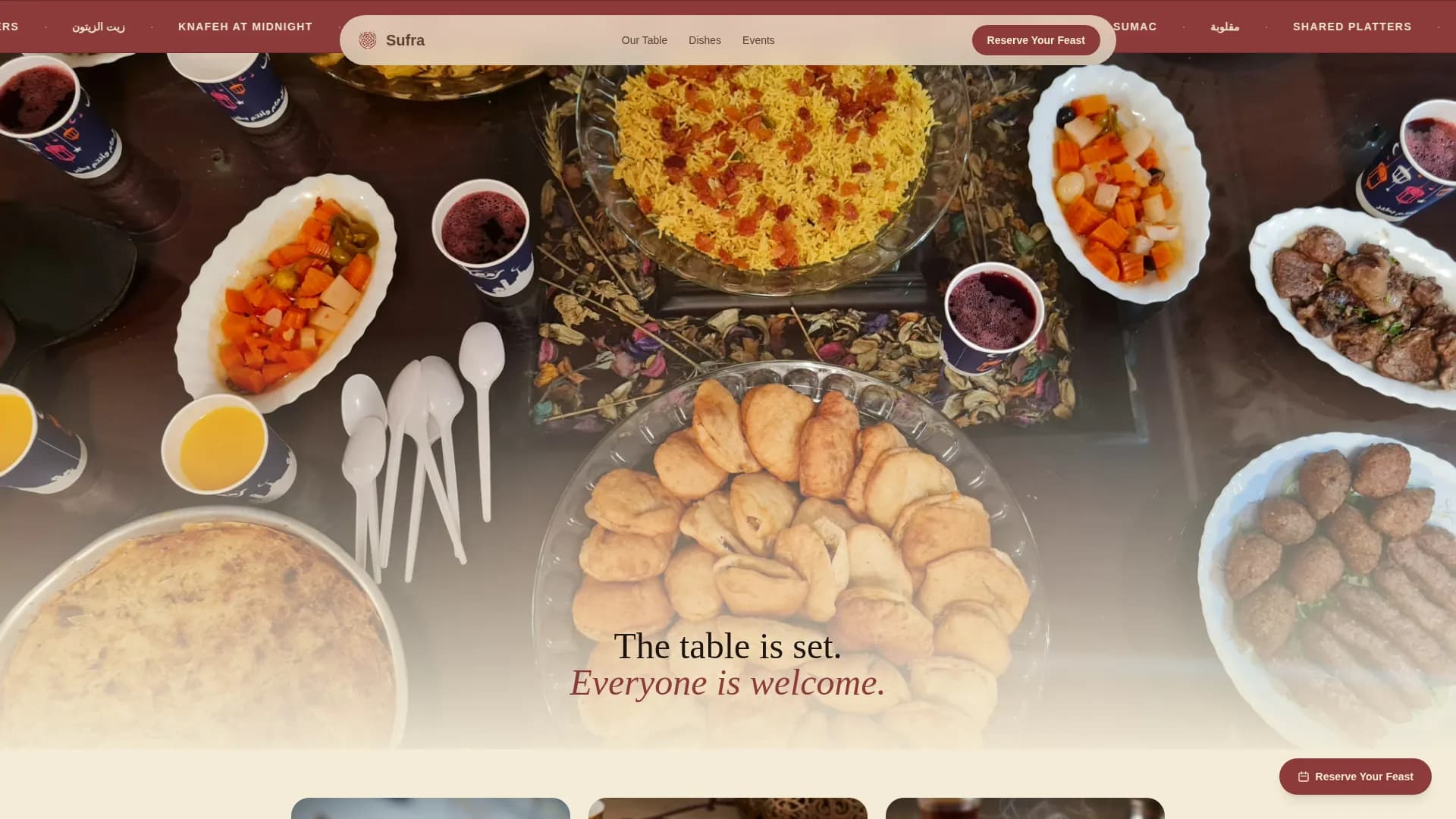 Middle Eastern Cuisine & Dining Expert Booking Website Template