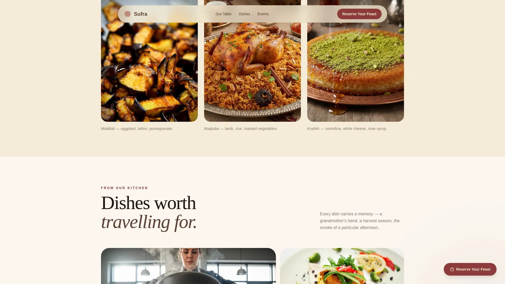 Middle Eastern Cuisine & Dining Expert Booking Website Template