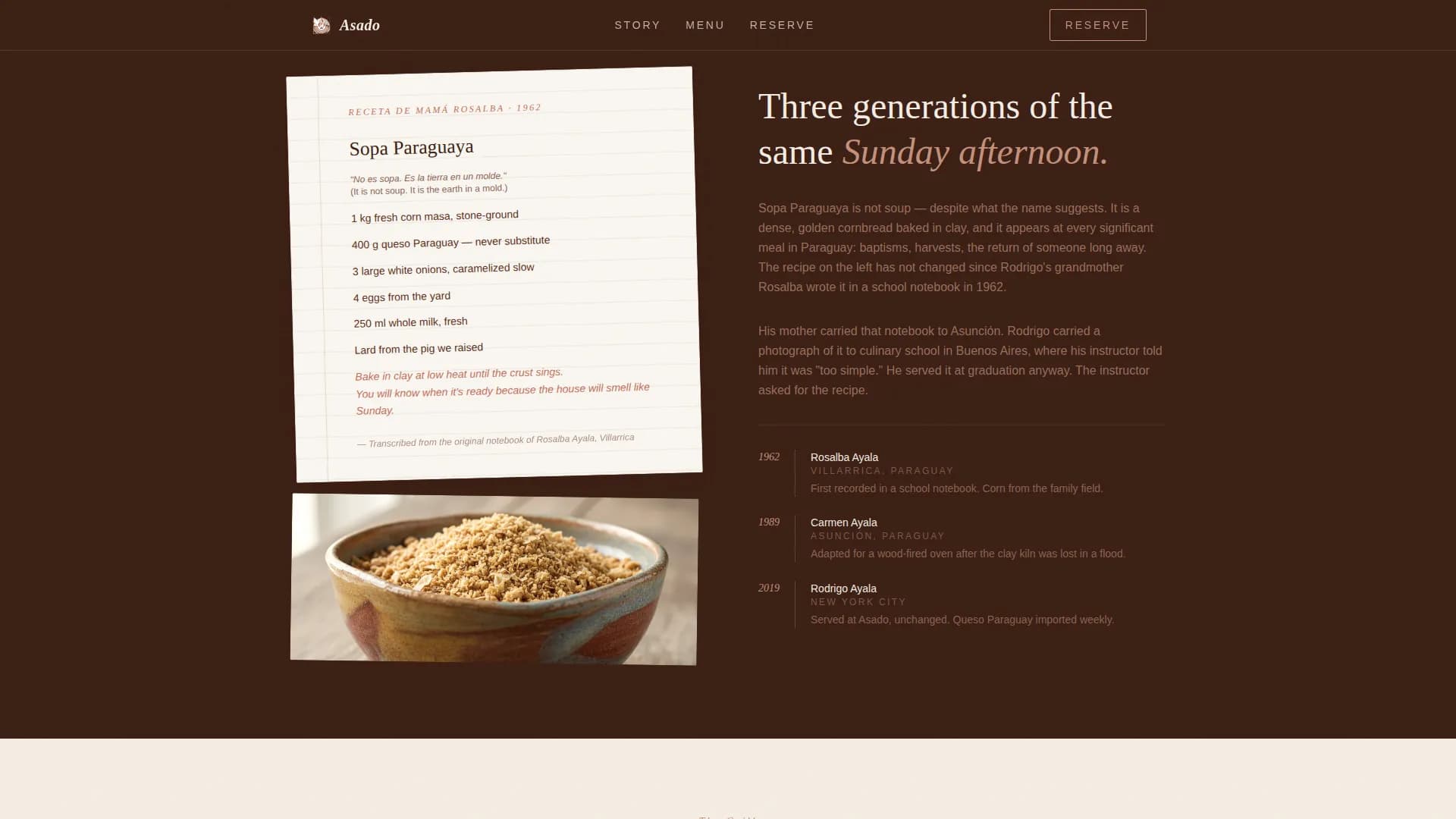 Asado - Authentic Paraguayan Restaurant Landing Page Template