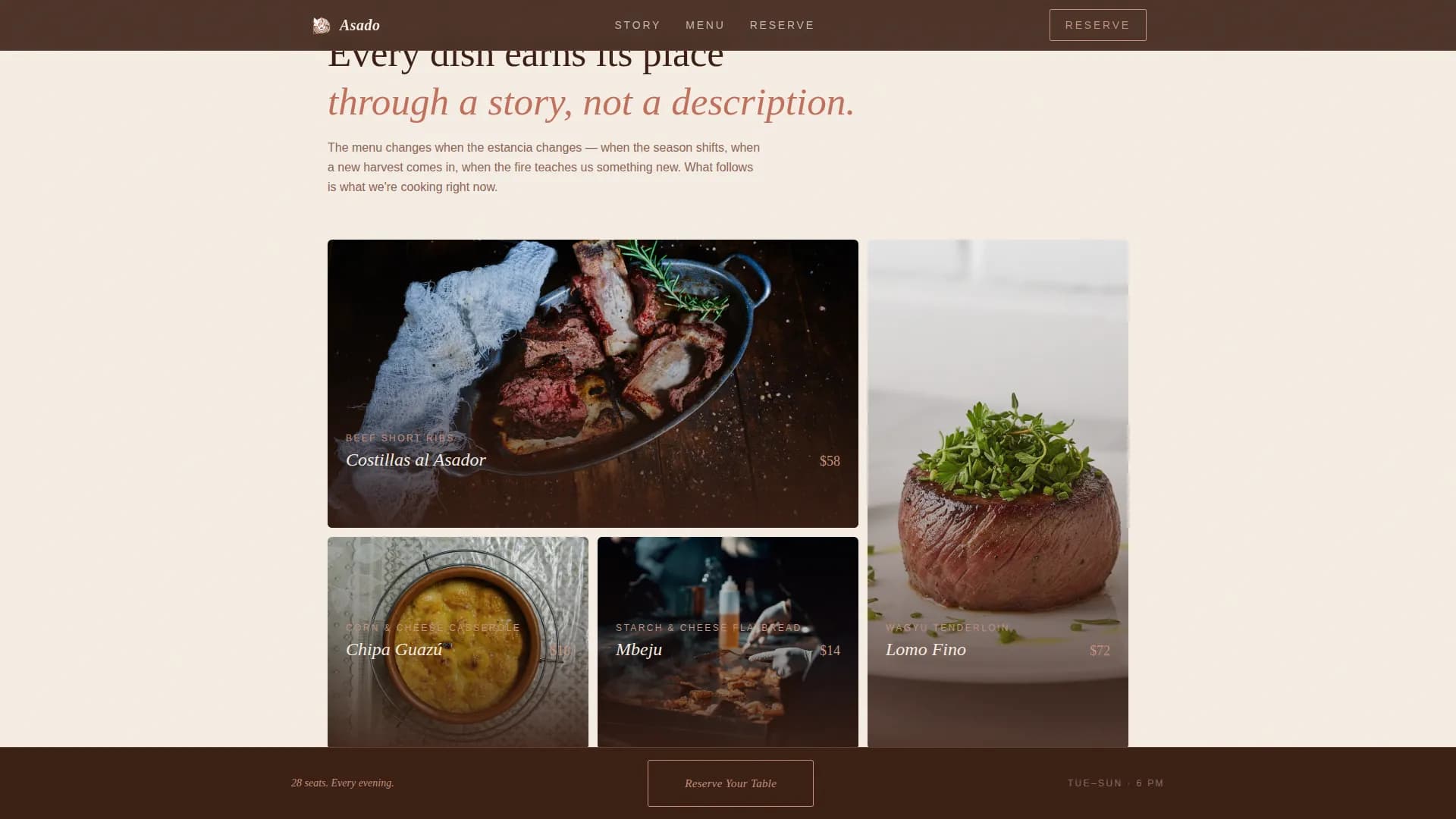 Asado - Authentic Paraguayan Restaurant Landing Page Template