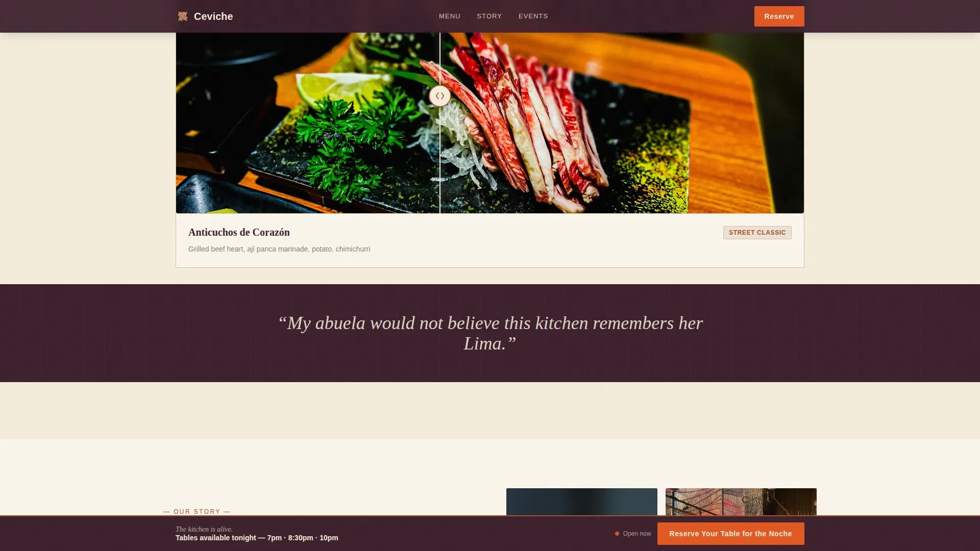 Aji — Premium Peruvian Restaurant Landing Page Template