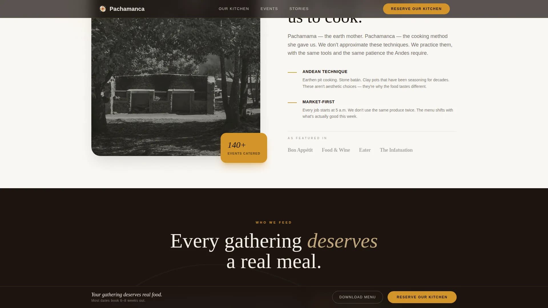 Oven — Bespoke Peruvian Catering Landing Page Template