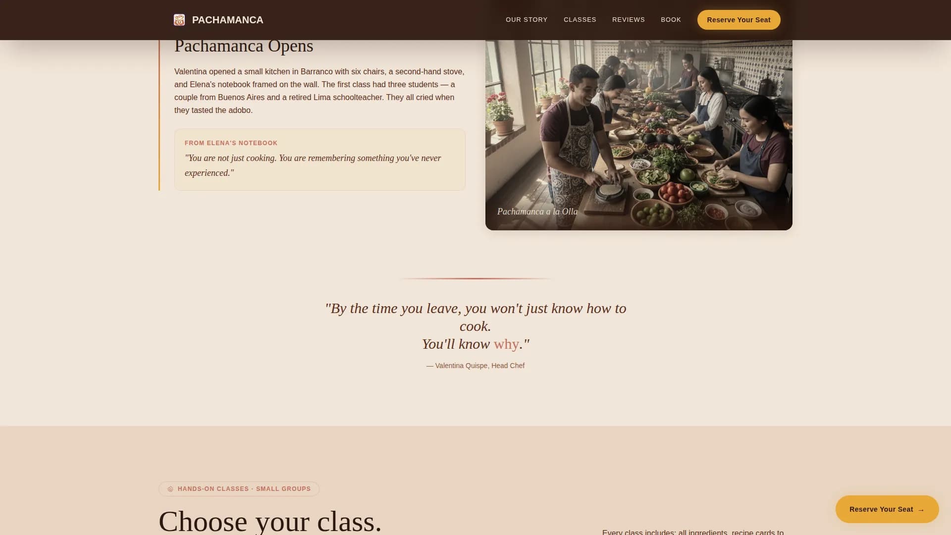 Tierra — Ancestral Cooking Academy Landing Page Template