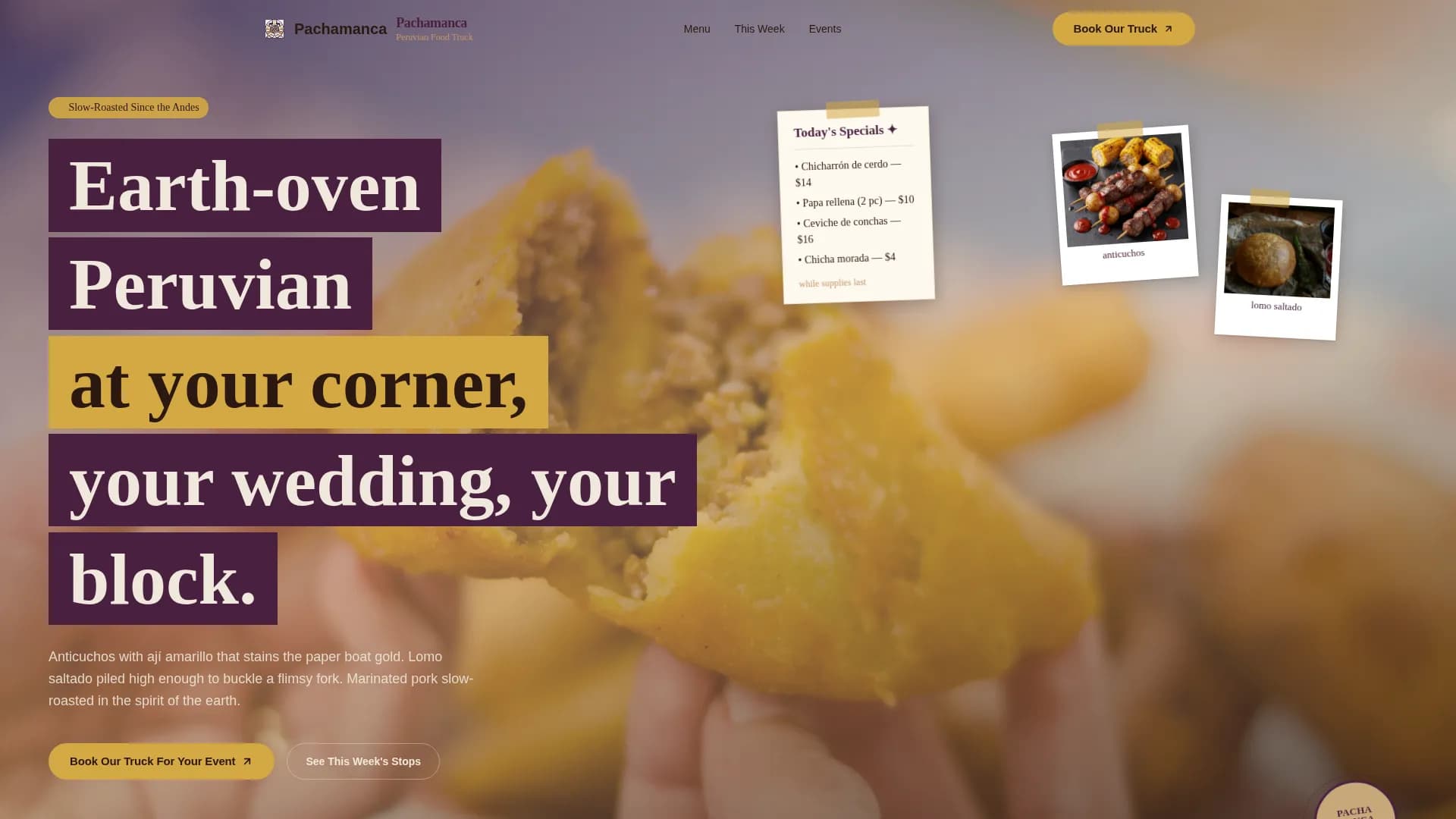 Andino — Gourmet Food Truck Landing Page Template