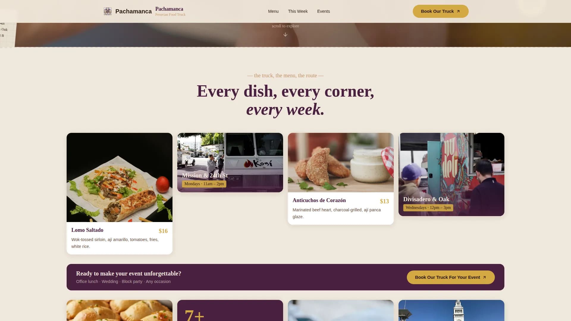 Andino — Gourmet Food Truck Landing Page Template