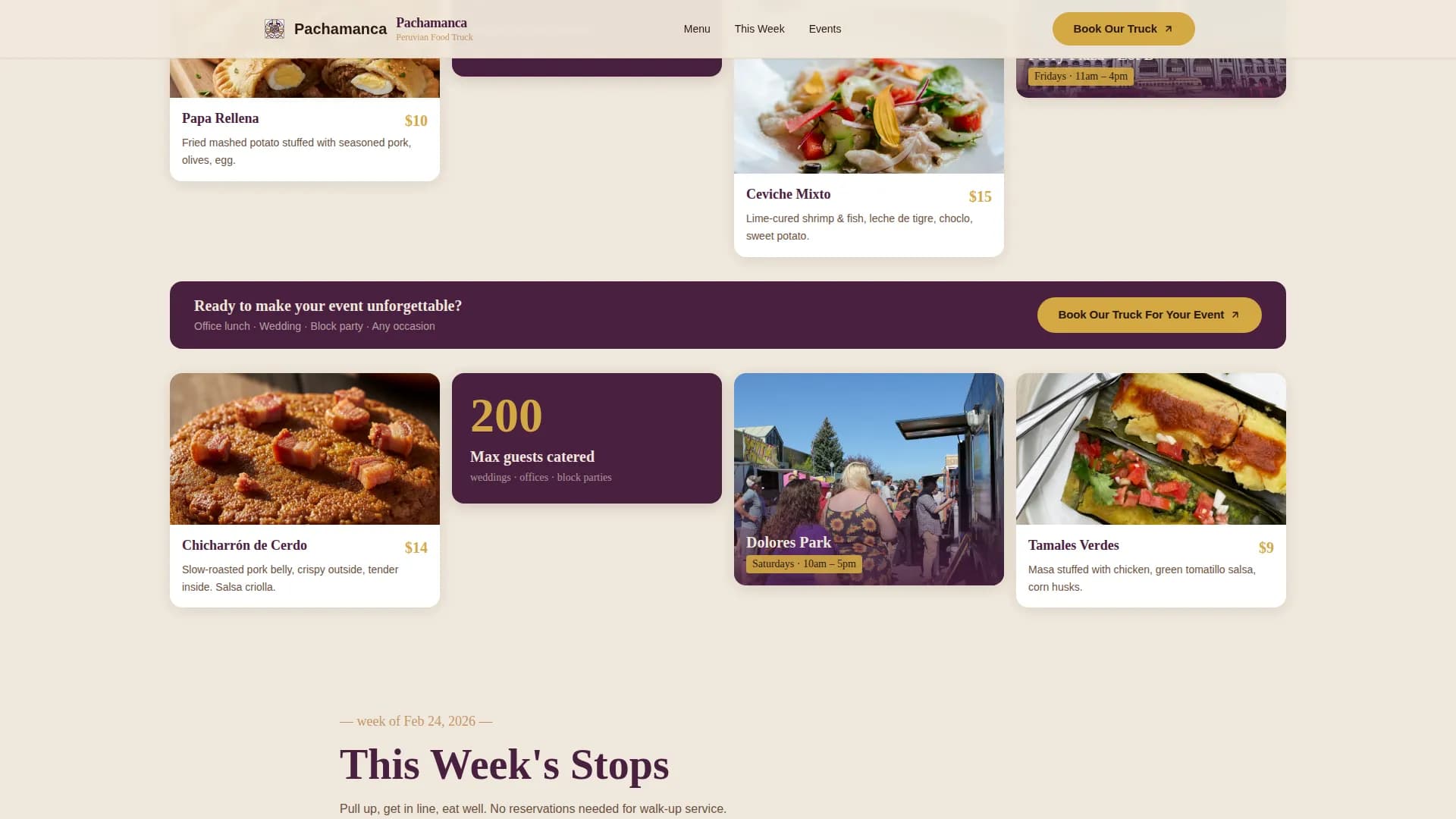 Andino — Gourmet Food Truck Landing Page Template