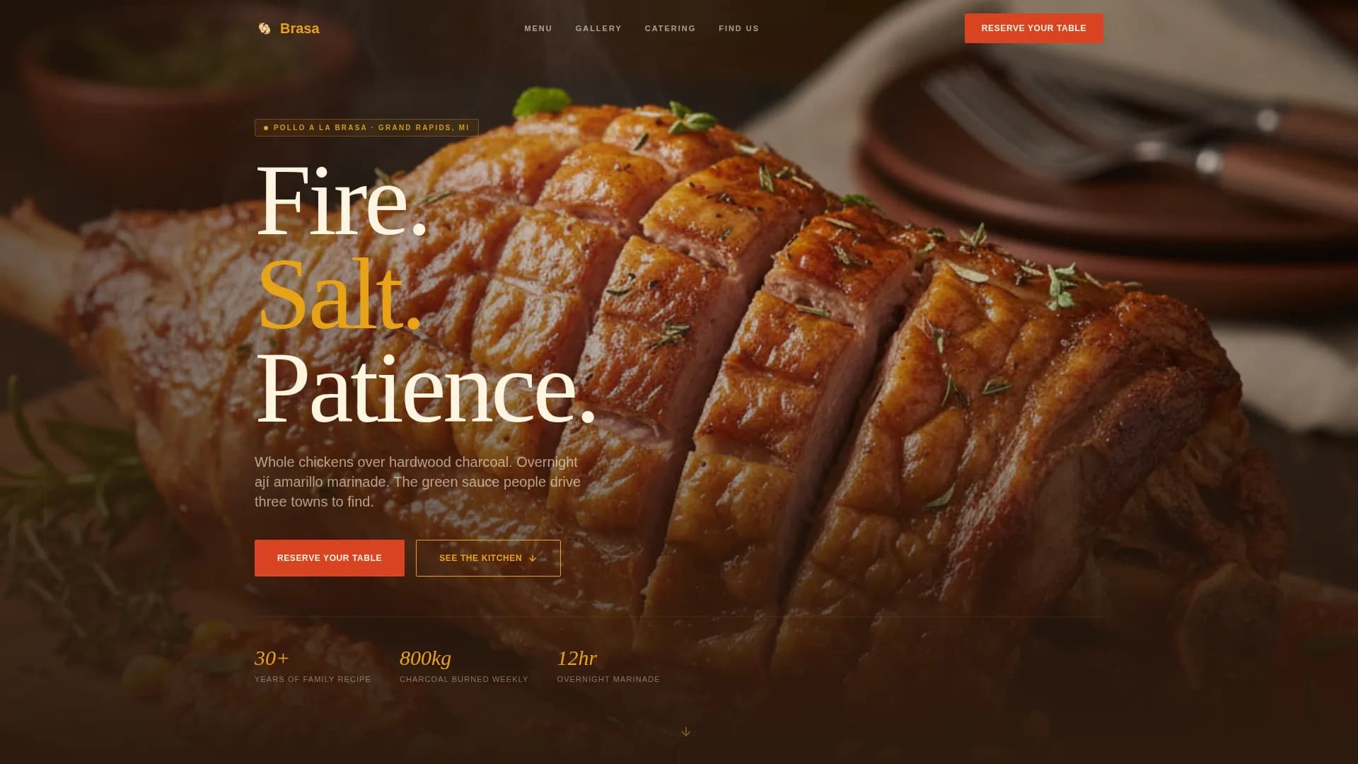 Flame — Authentic Peruvian Chicken Landing Page Template