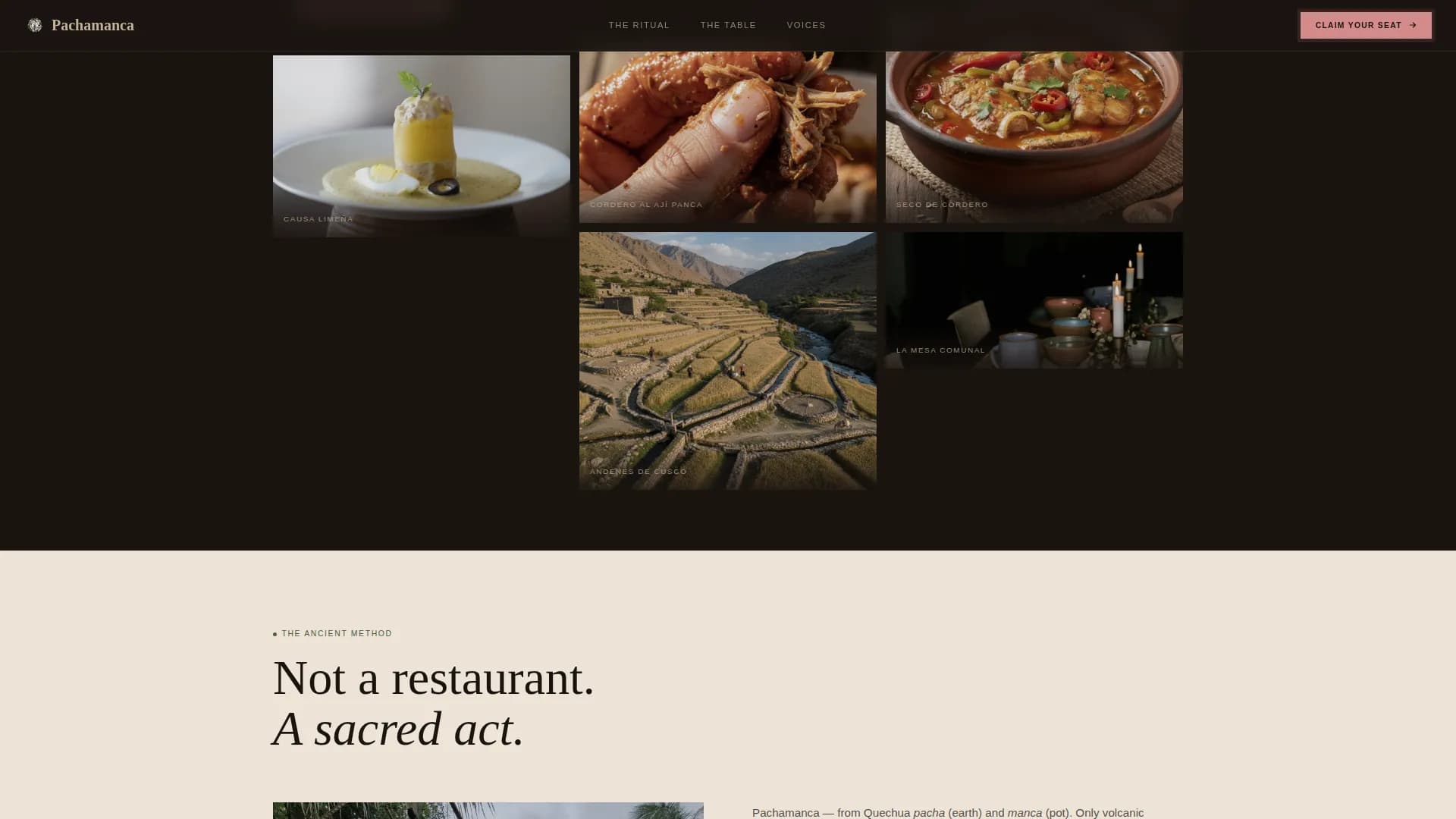 Tambo — Experiential Supper Club Landing Page Template