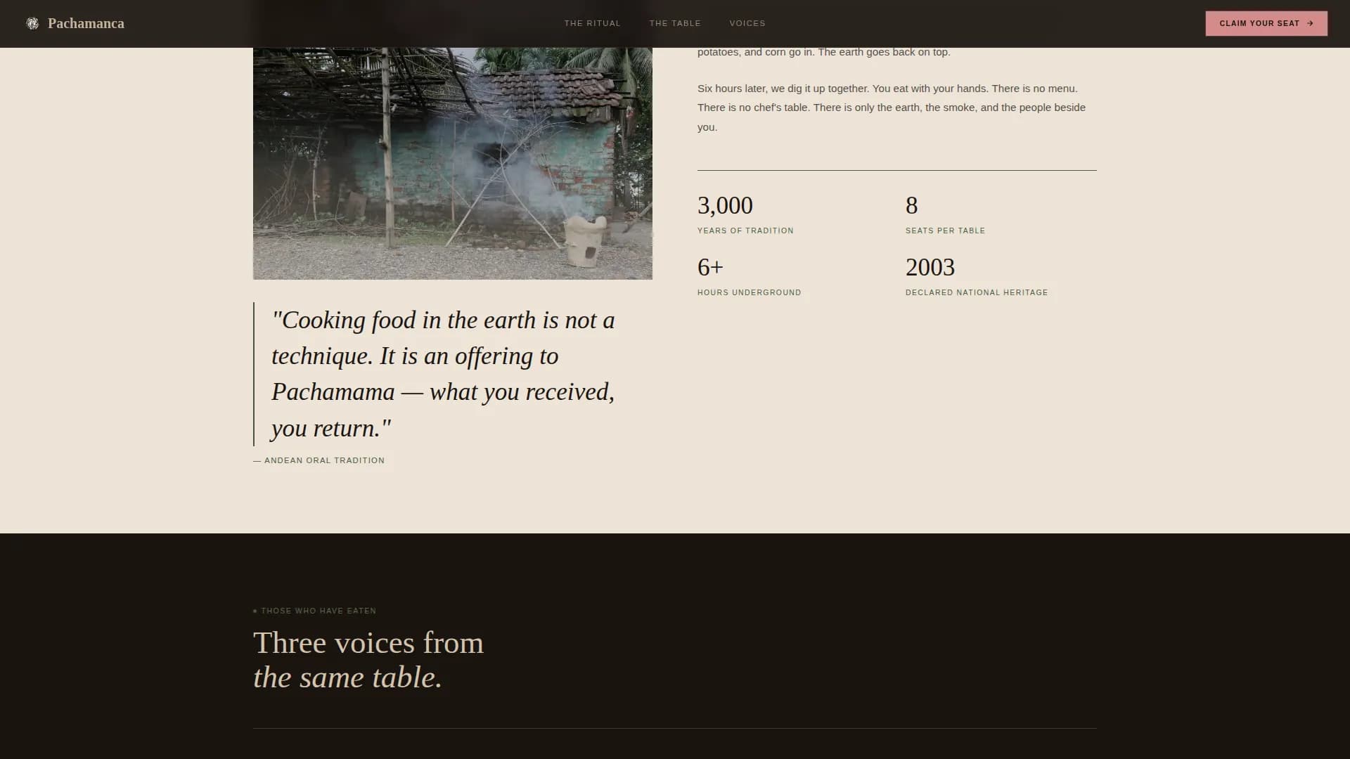 Tambo — Experiential Supper Club Landing Page Template