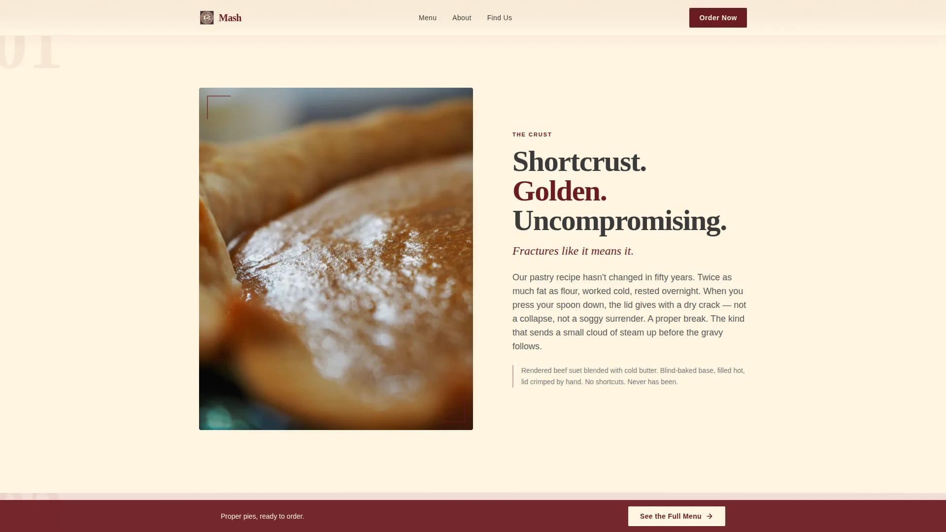 Mash - Proper Pie Shop Landing Page Template