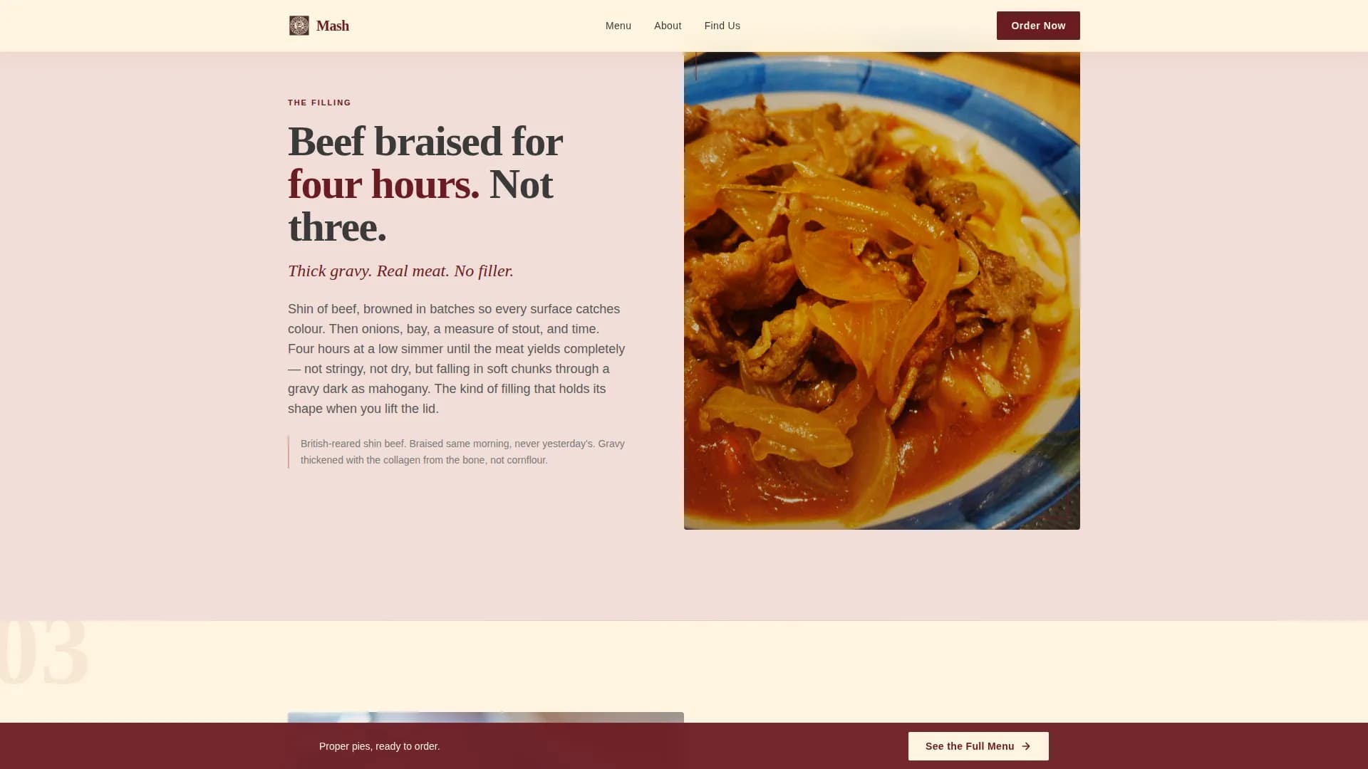 Mash - Proper Pie Shop Landing Page Template