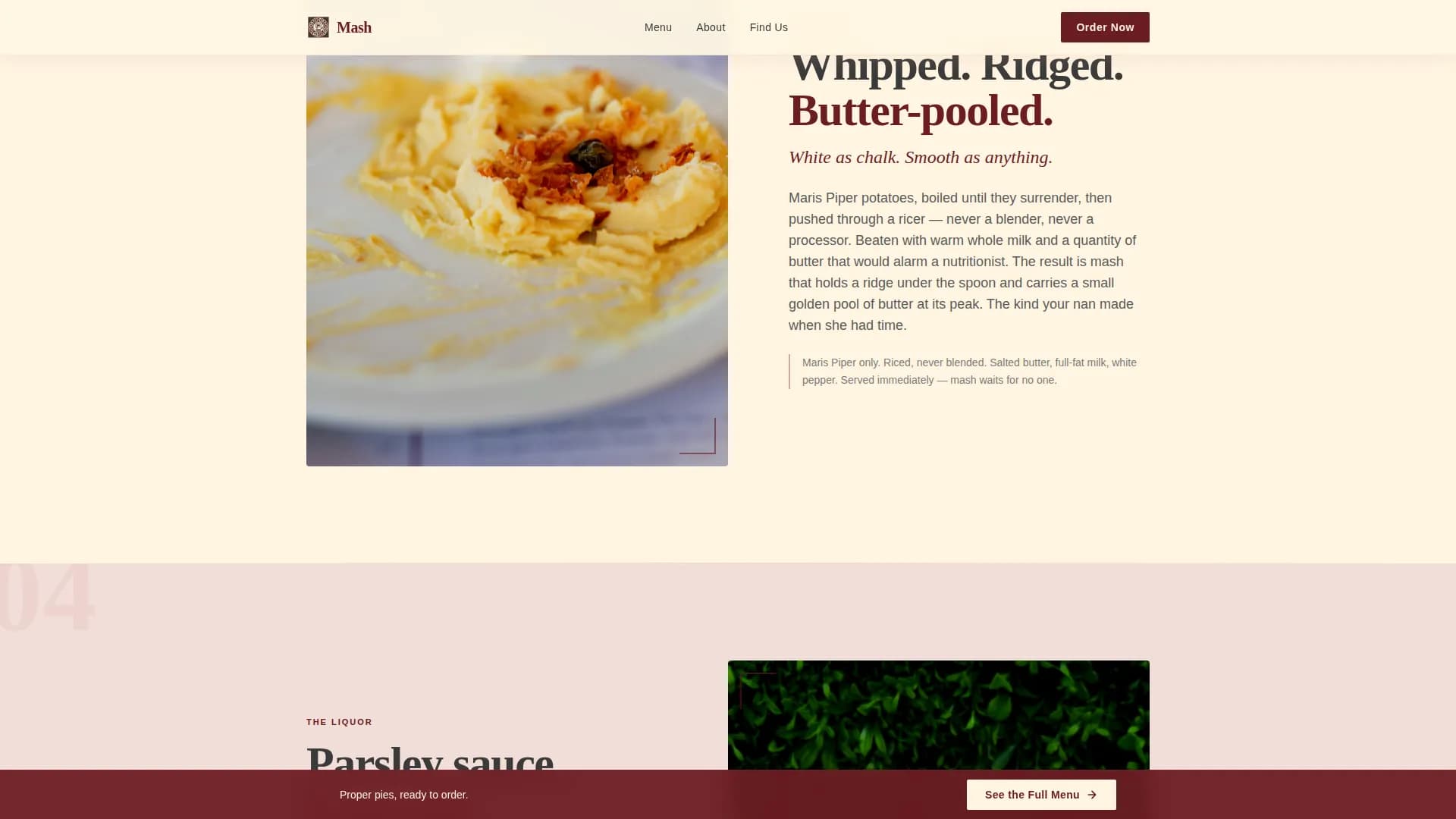 Mash - Proper Pie Shop Landing Page Template