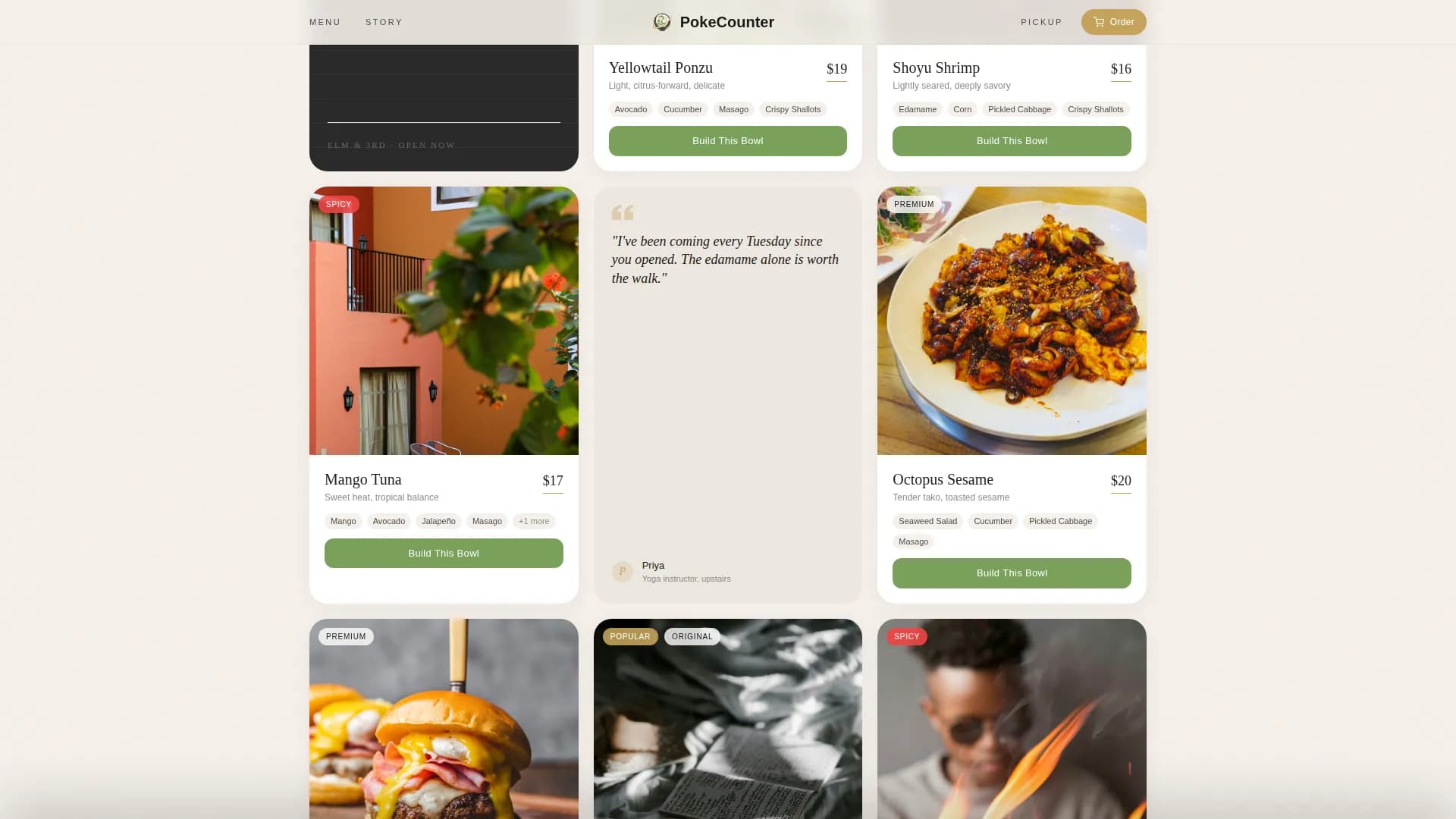 Ono — Craft Bowl Kitchen Landing Page Template