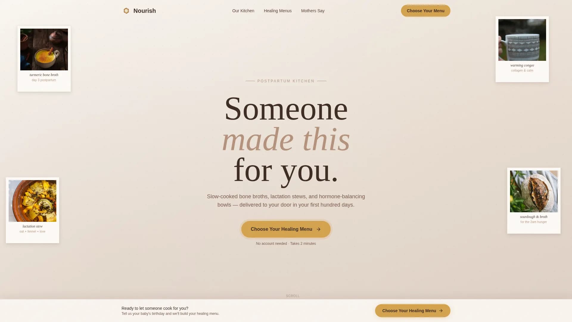 Nourish — Premium Postpartum Meals Landing Page Template