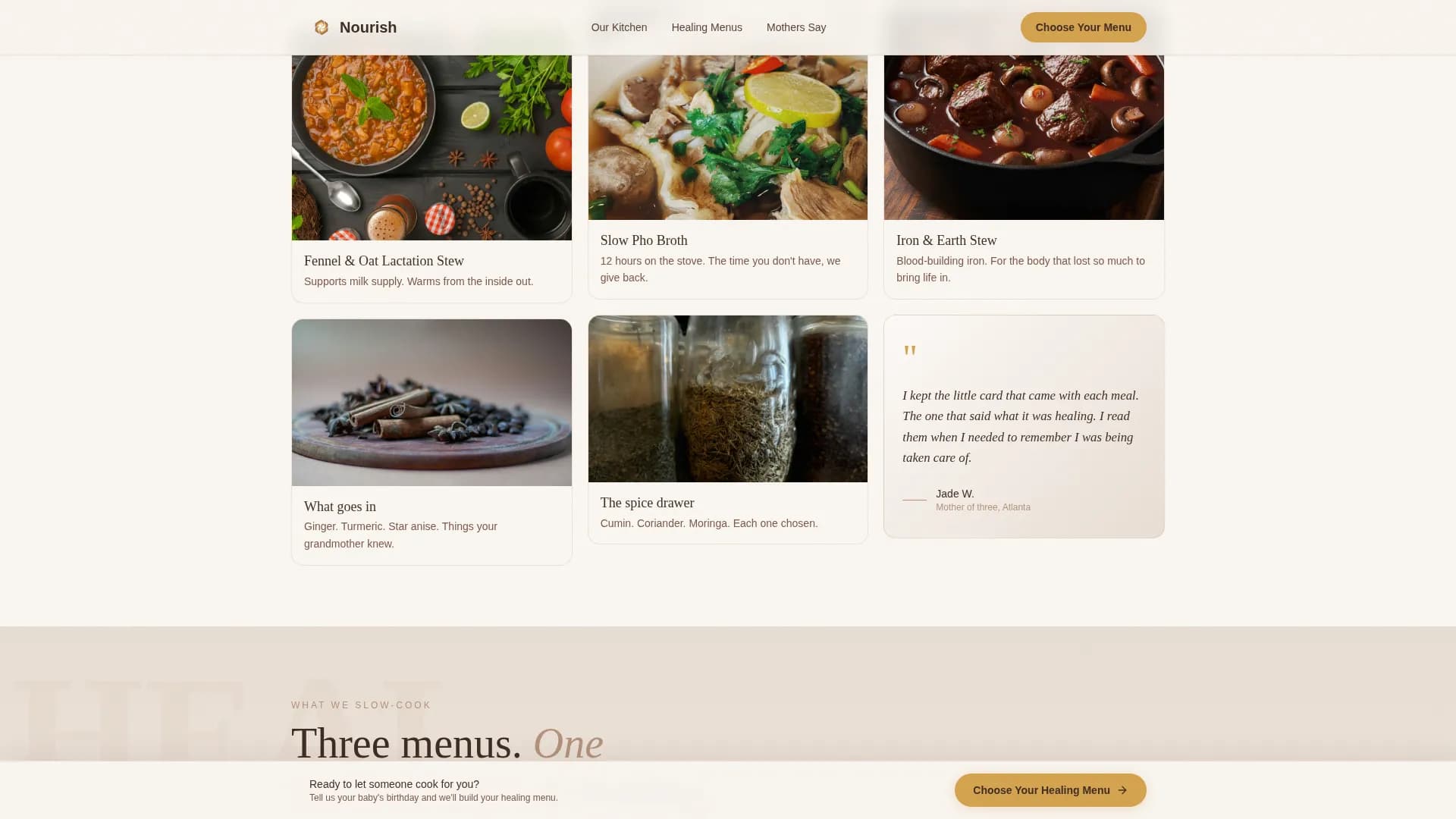 Nourish — Premium Postpartum Meals Landing Page Template