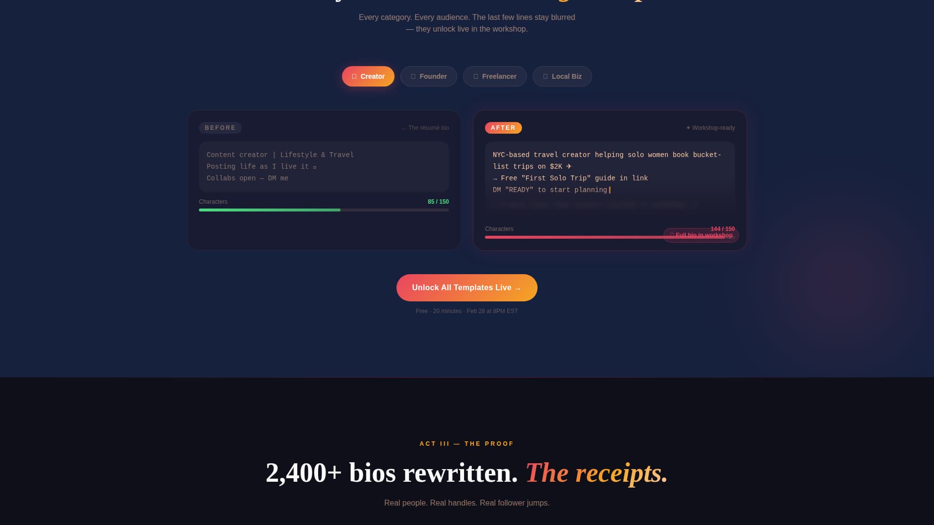 Biotoolkit - Cinematic Instagram Landing Page Template