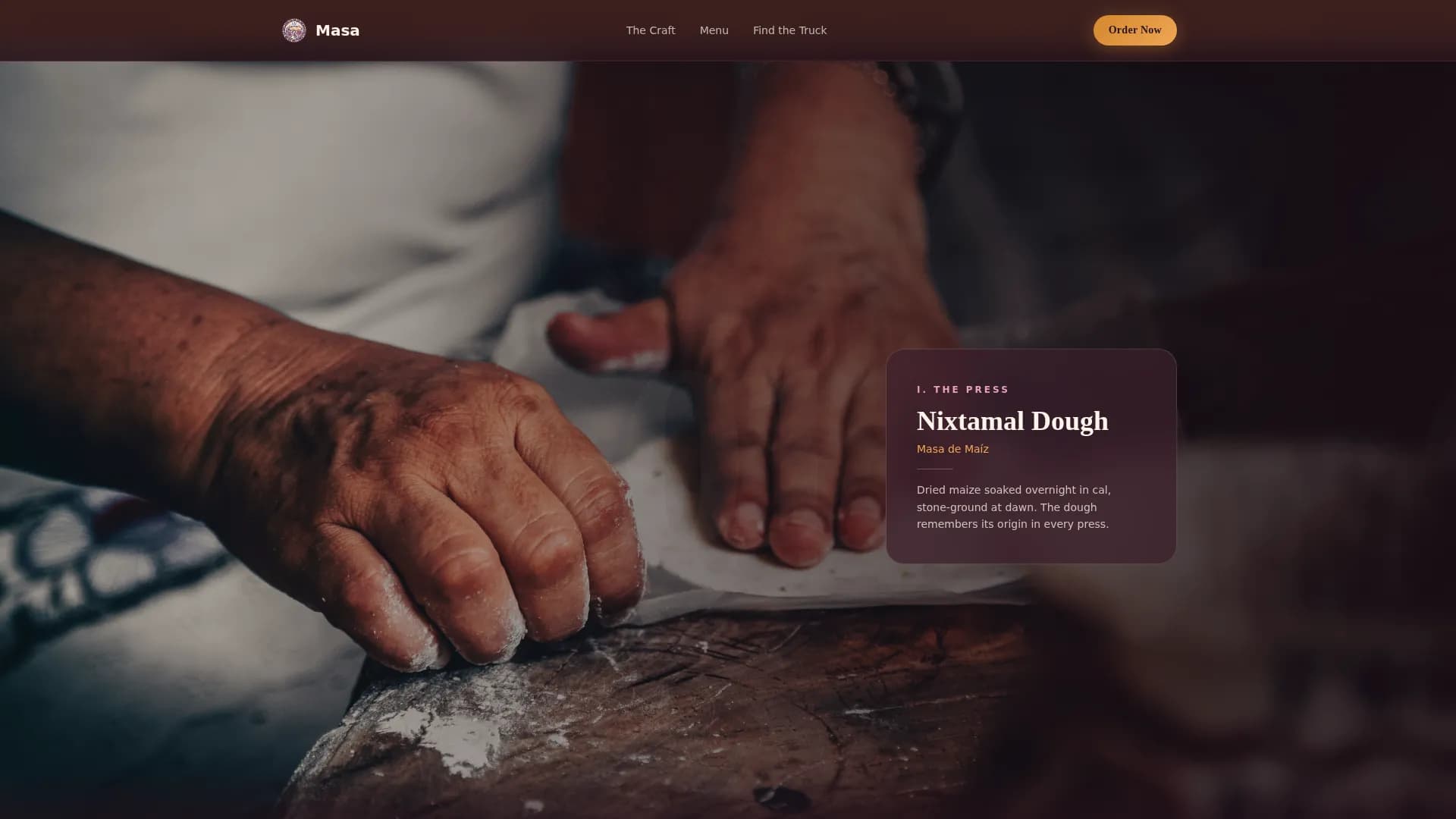 Masa - Authentic Pupuseria Craft Landing Page Template