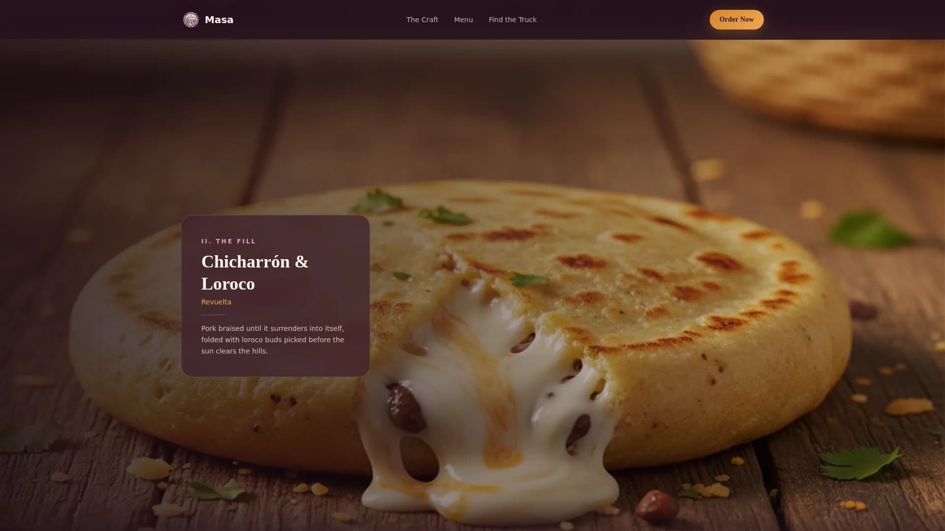 Masa - Authentic Pupuseria Craft Landing Page Template