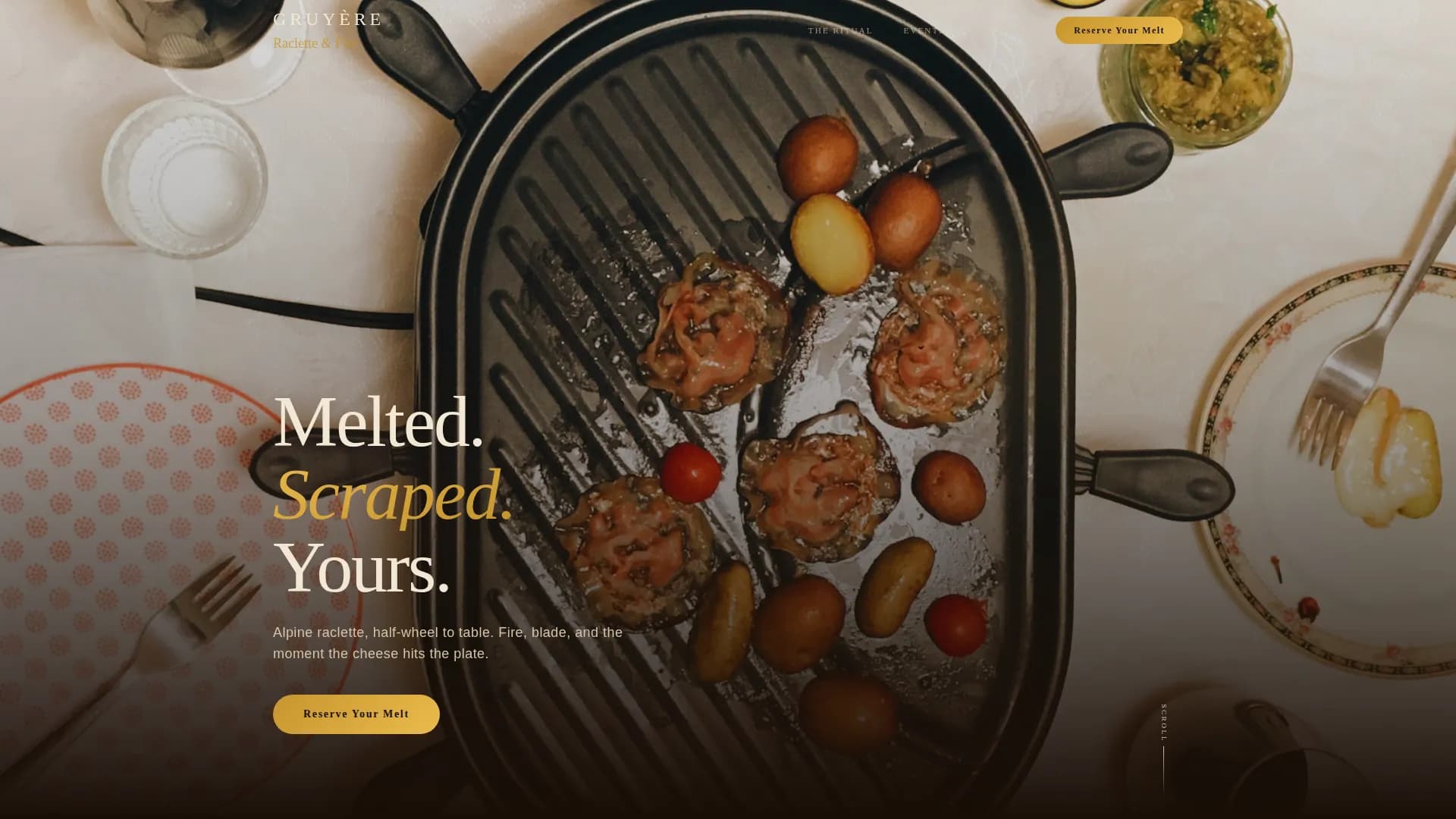 Gruyre — Artisan Raclette Bistro Landing Page Template