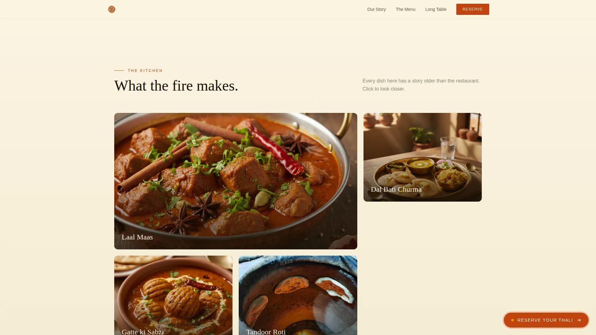 Thali — Vibrant Rajasthani Reservation Landing Page Template