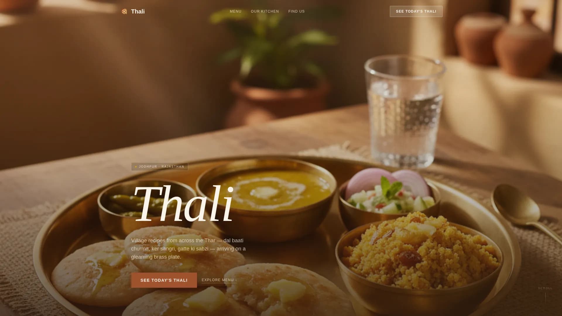 Thali — Vibrant Rajasthani Cuisine Landing Page Template