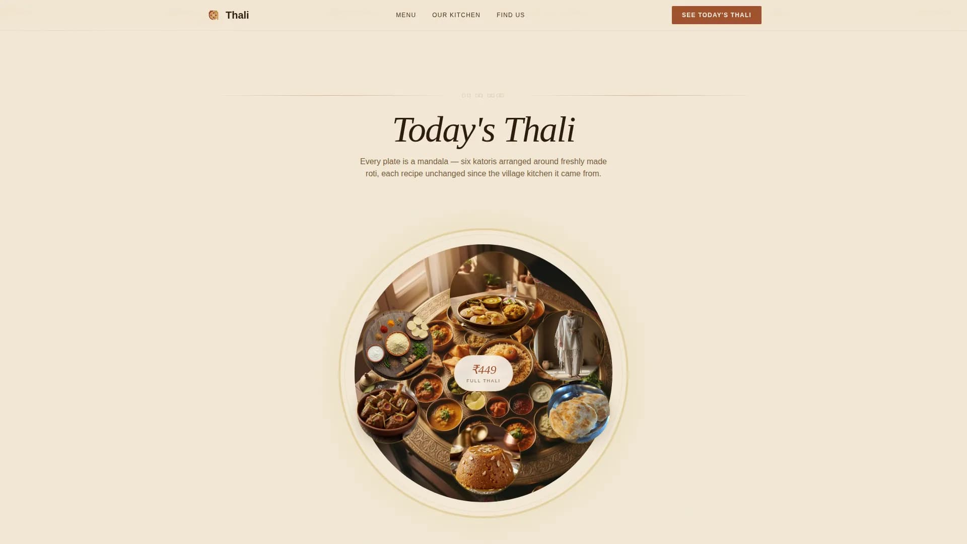 Thali — Vibrant Rajasthani Cuisine Landing Page Template