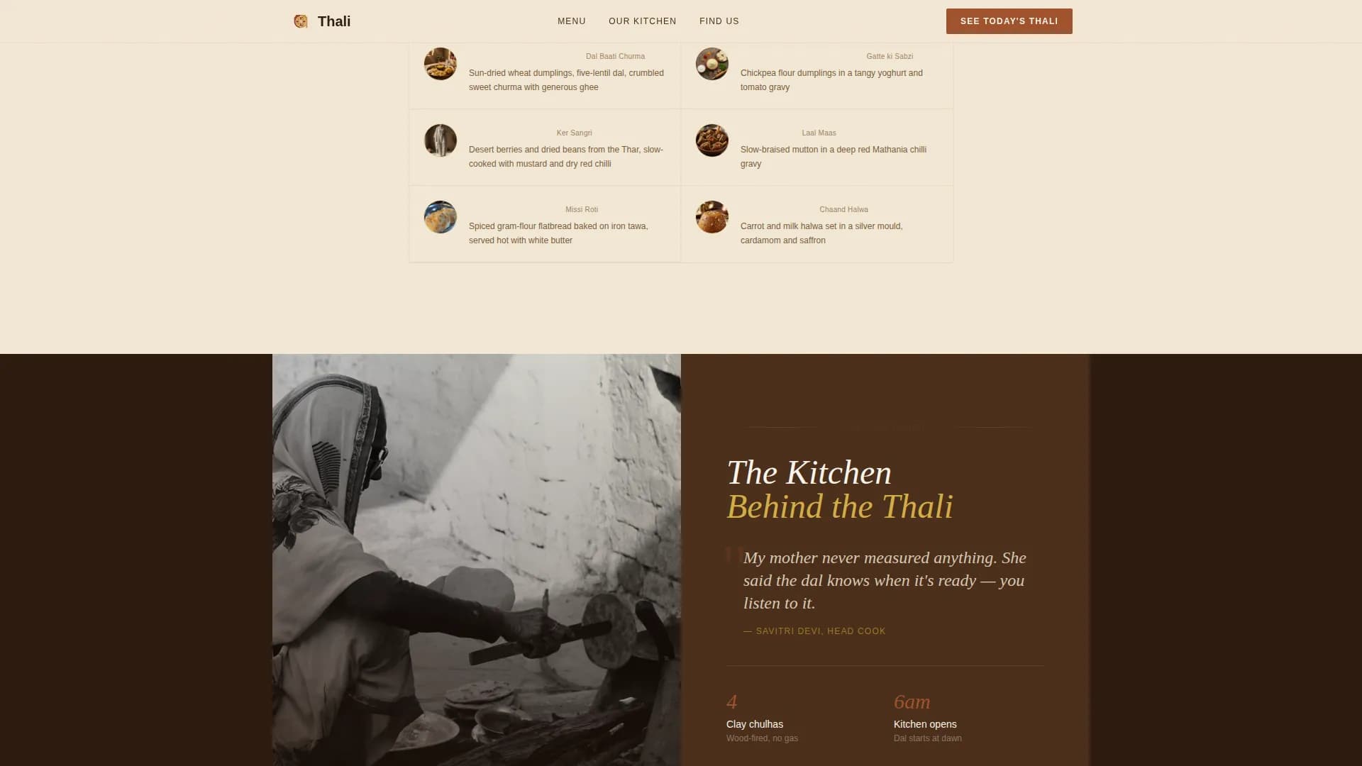 Thali — Vibrant Rajasthani Cuisine Landing Page Template