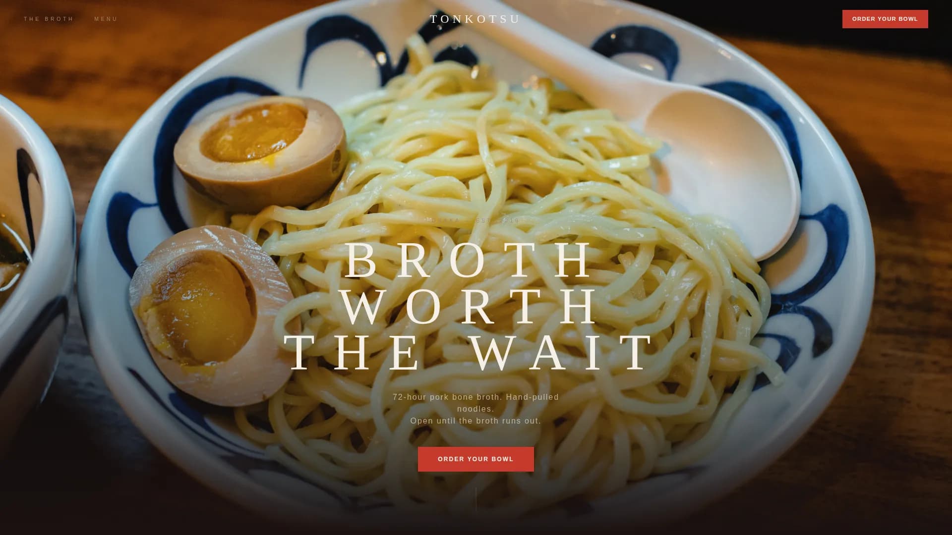 Tonkotsu — Refined Ramen Experience Landing Page Template