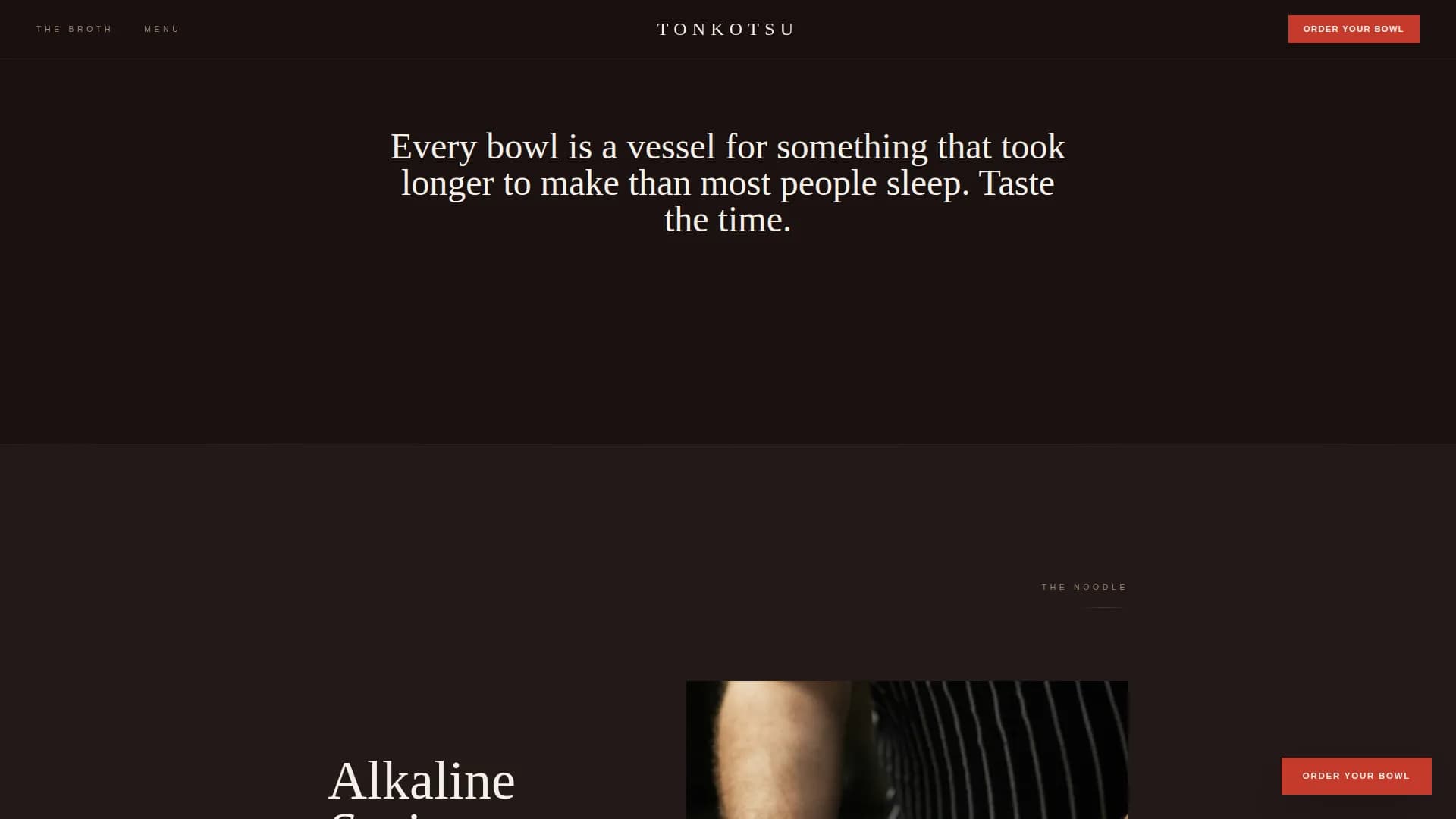 Tonkotsu — Refined Ramen Experience Landing Page Template