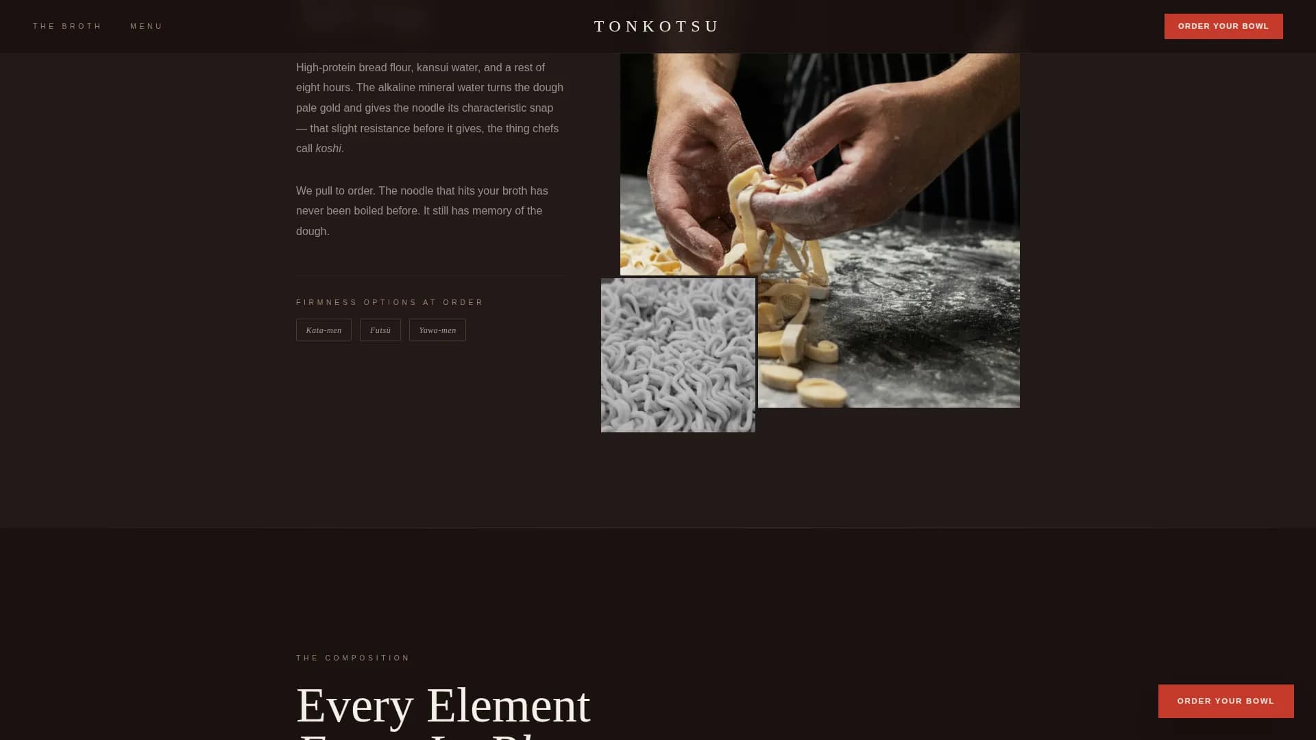 Tonkotsu — Refined Ramen Experience Landing Page Template