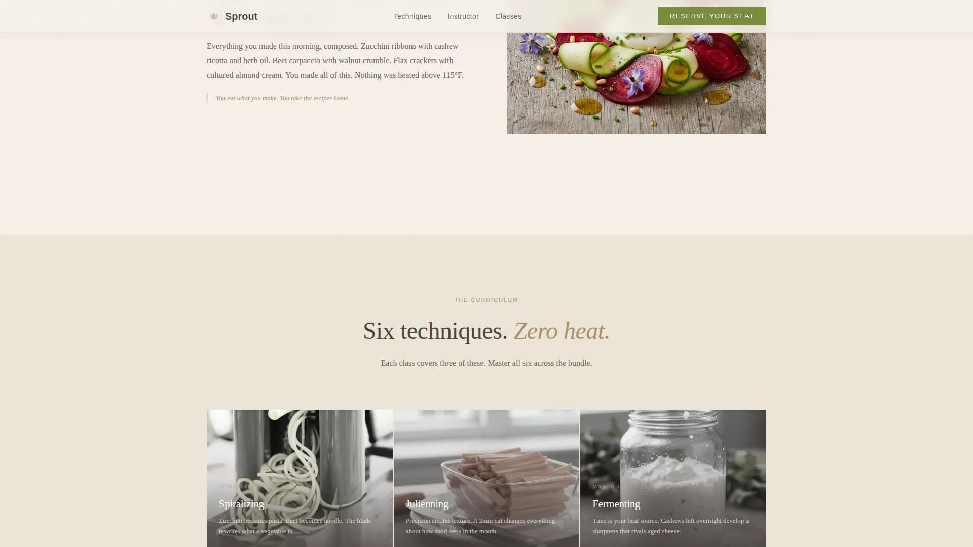 Verdant — Warm Artisan Raw Food Brand Landing Page Template