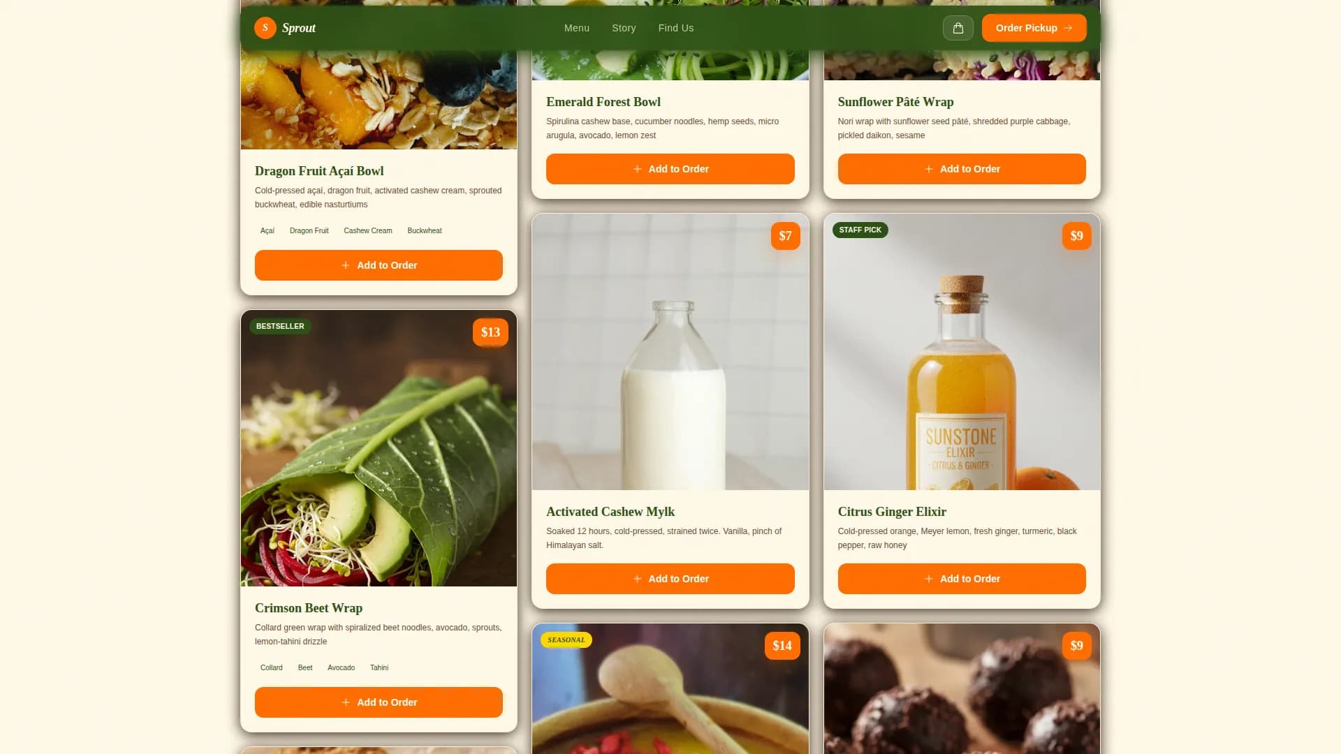 Sprout — Retro Raw Food Truck Landing Page Template