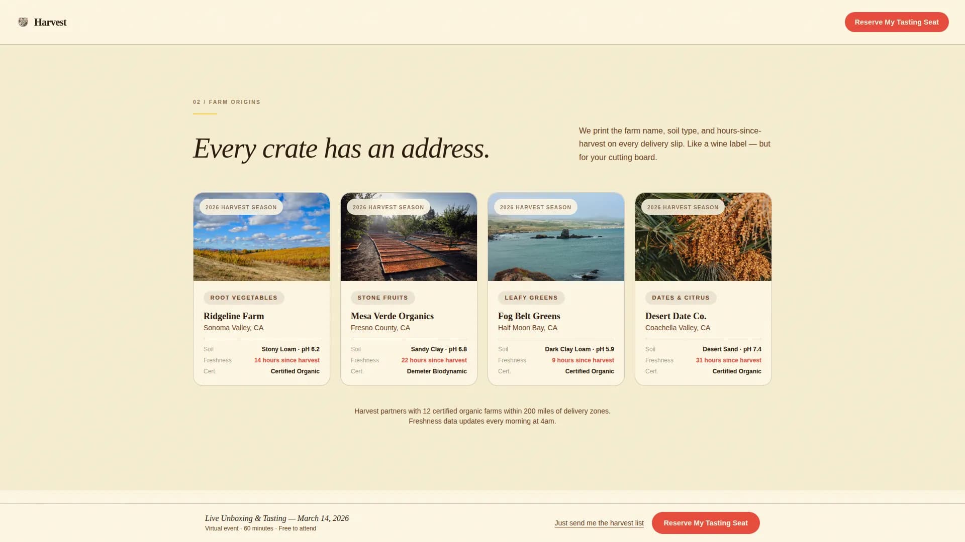 Harvest — Farm Grocery Landing Page Template