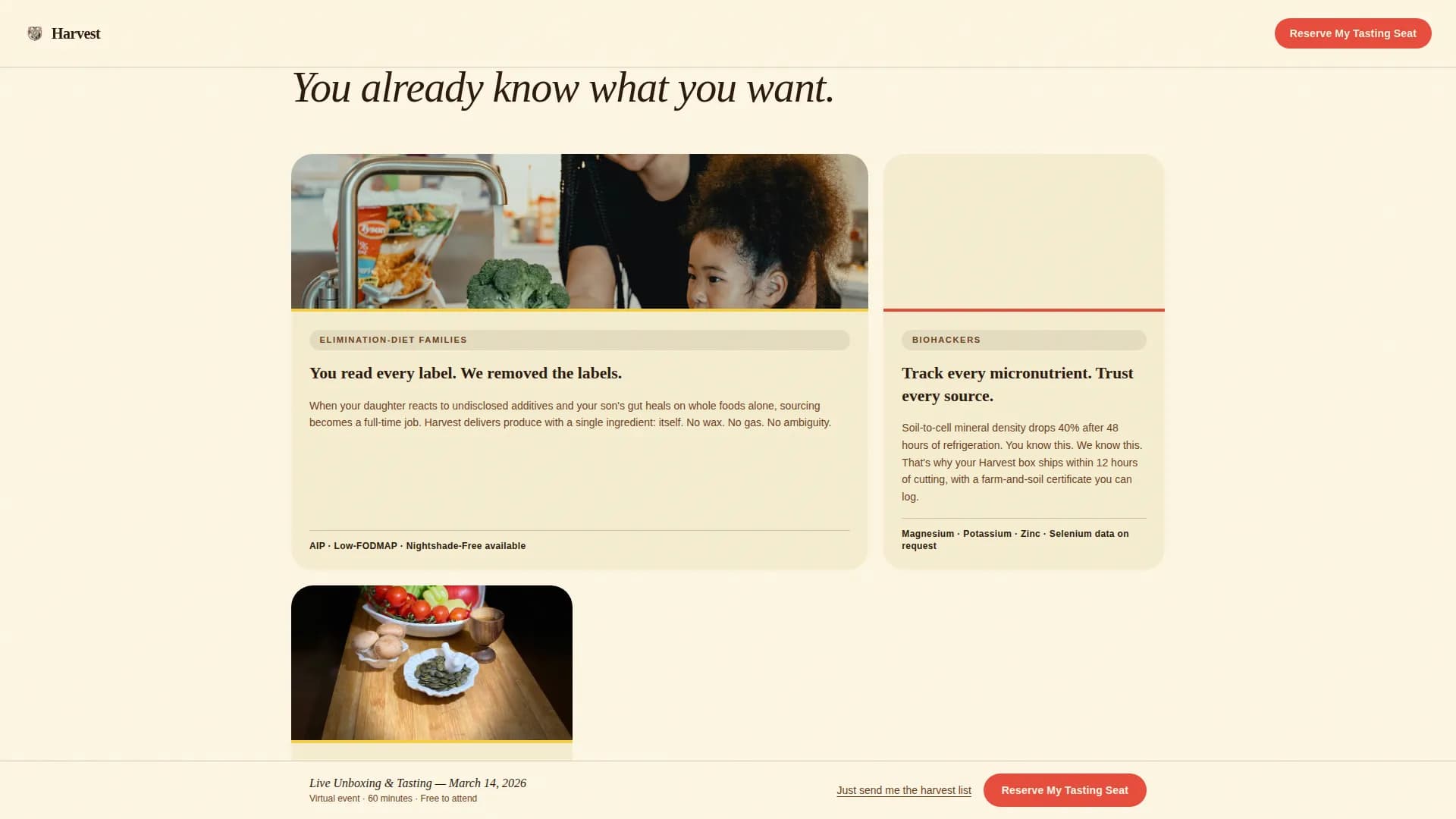 Harvest — Farm Grocery Landing Page Template