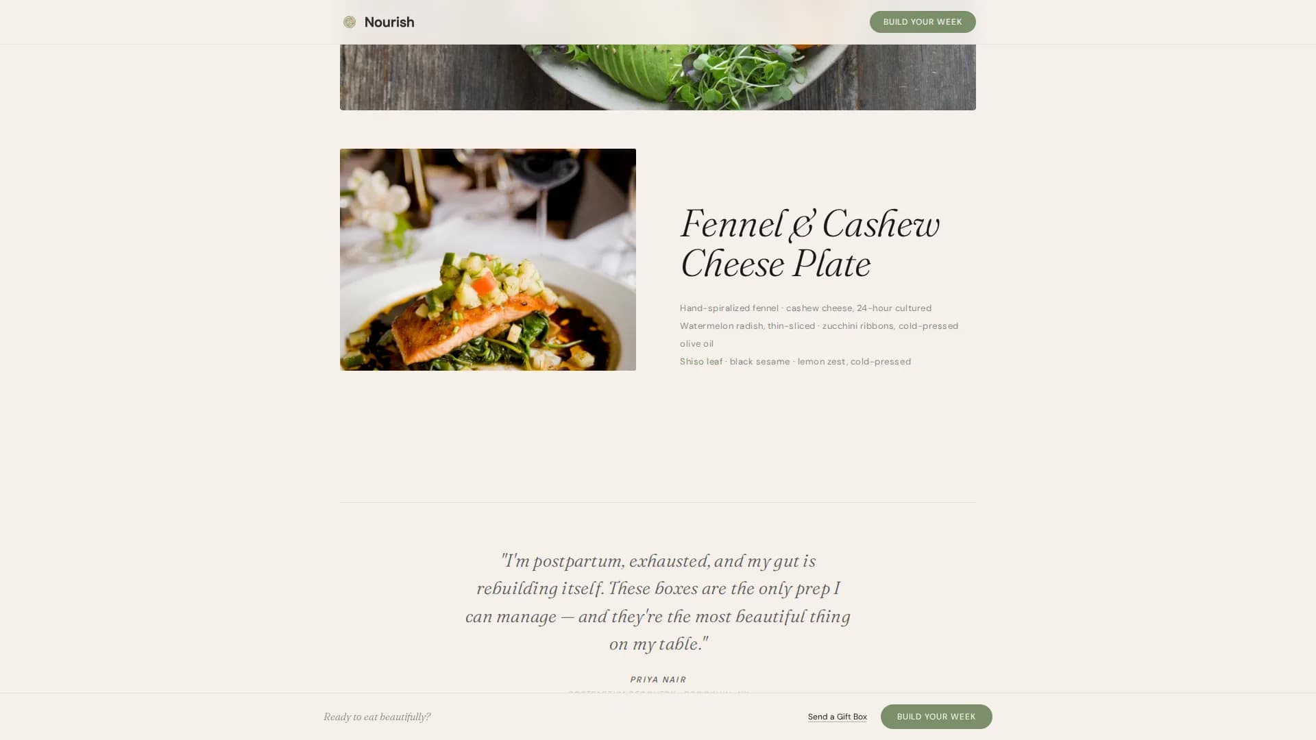 Nourish — Luxe Raw Delivery Landing Page Template