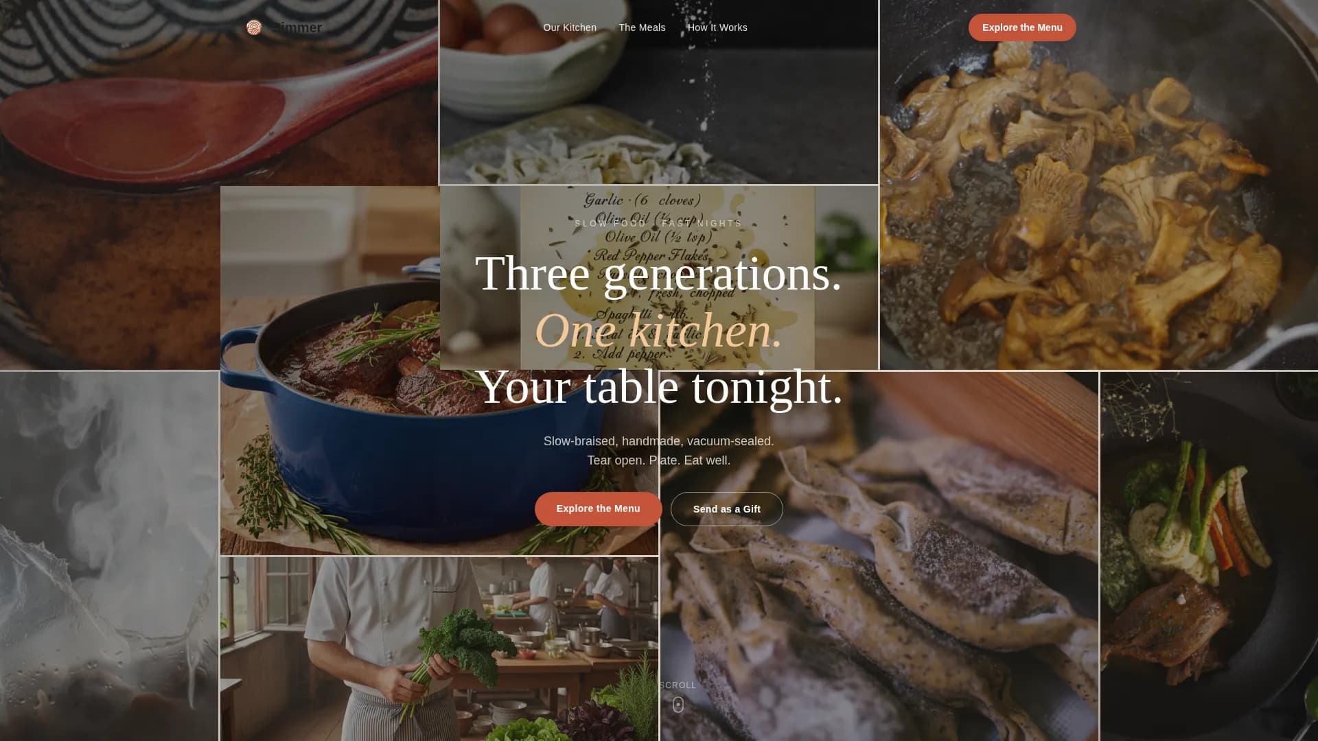 Simmer — Gourmet Prepared Meals Landing Page Template