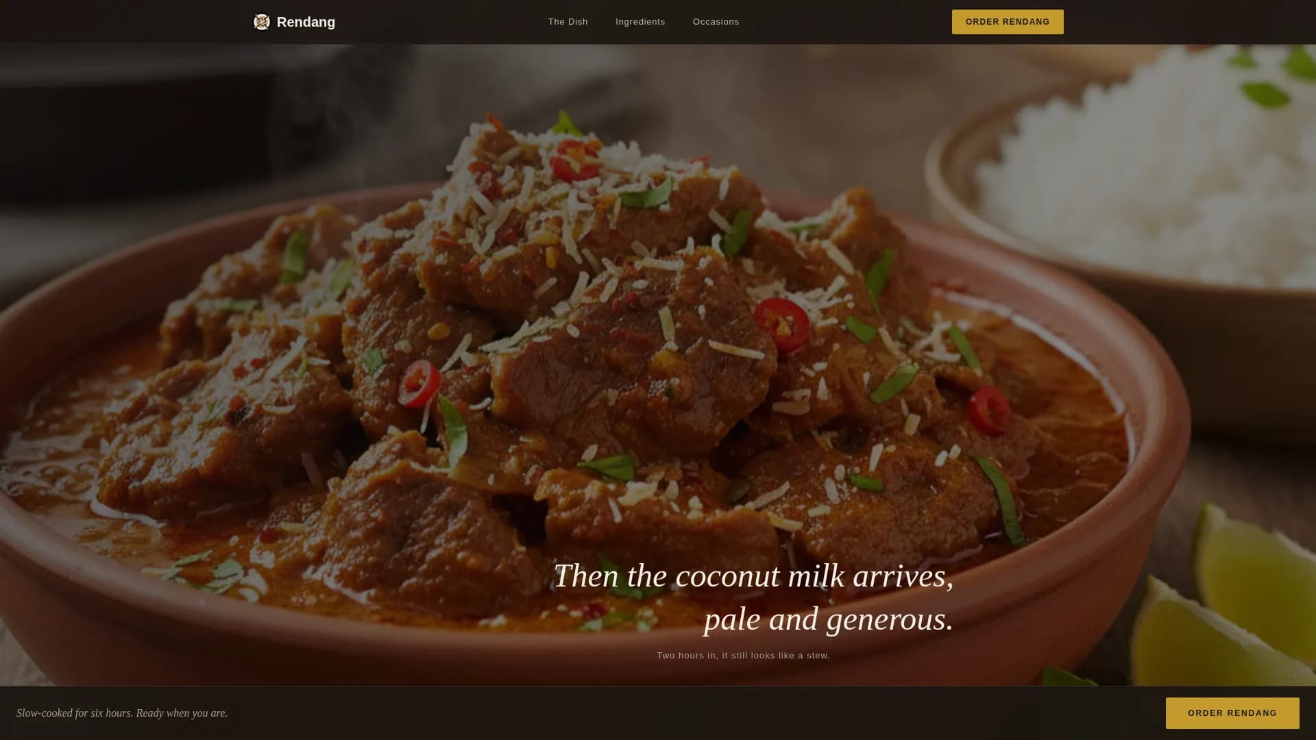 Rendang — Authentic Indonesian Bistro Landing Page Template