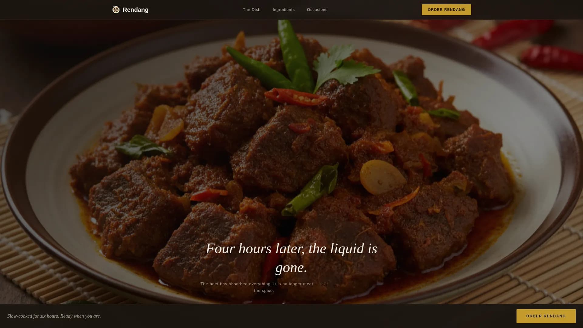 Rendang — Authentic Indonesian Bistro Landing Page Template