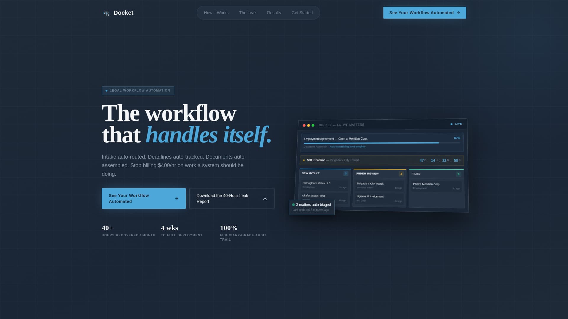 Docket - Powerful Legal Automation Landing Page Template