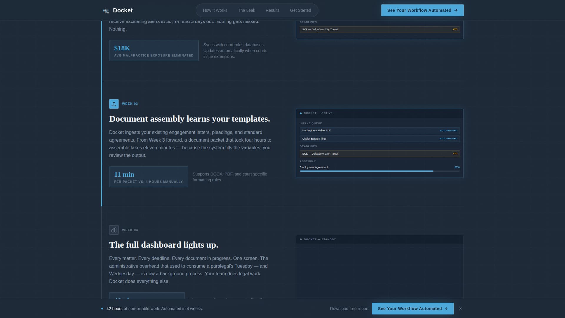 Docket - Powerful Legal Automation Landing Page Template