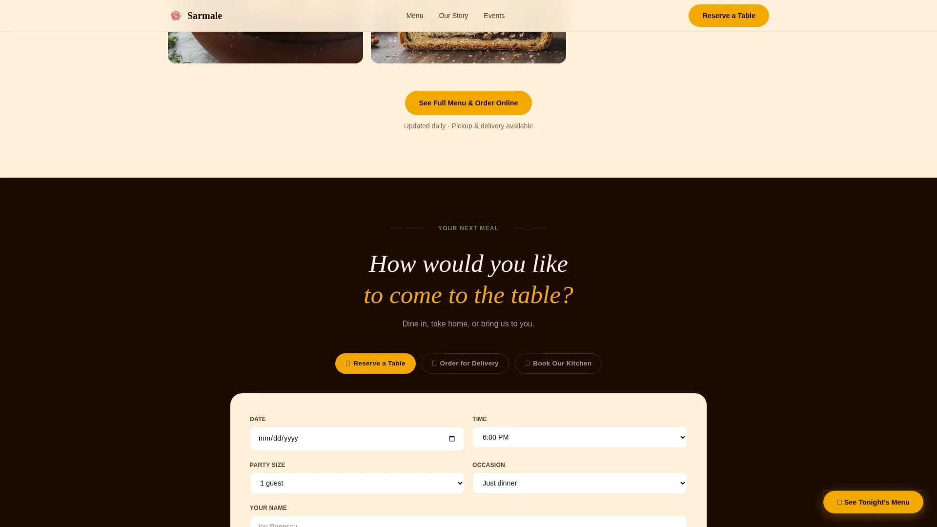 Sarmale - Handcrafted Romanian Dining Landing Page Template