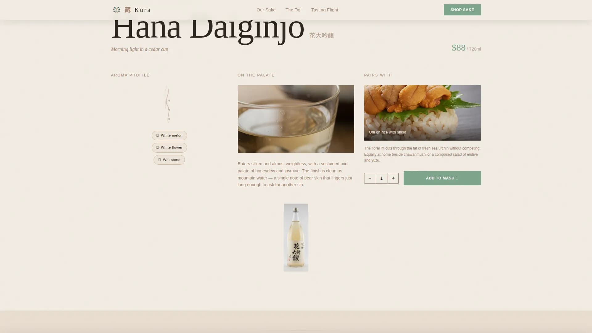 Craft — Heirloom Sake Distillery Landing Page Template
