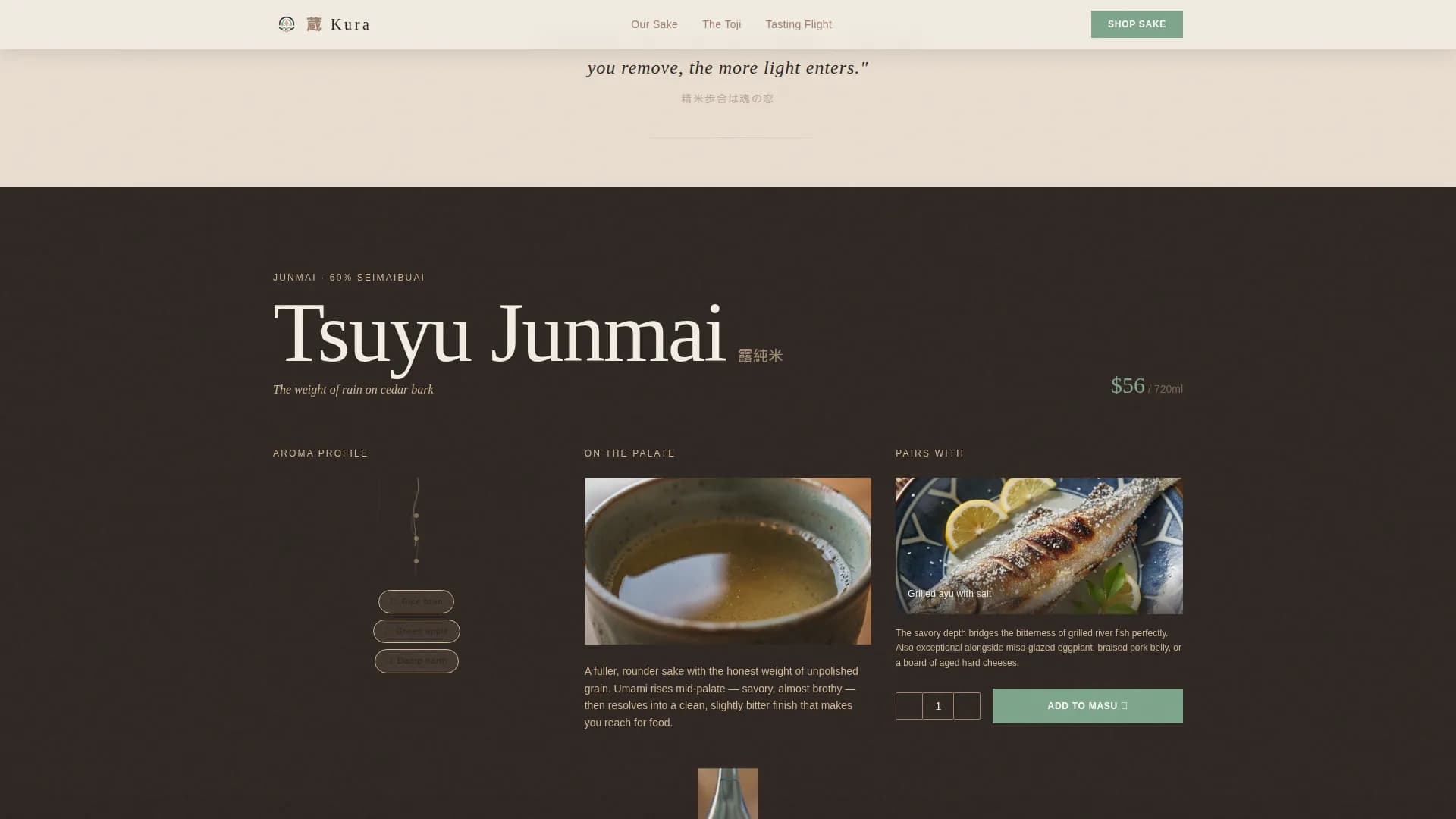 Craft — Heirloom Sake Distillery Landing Page Template