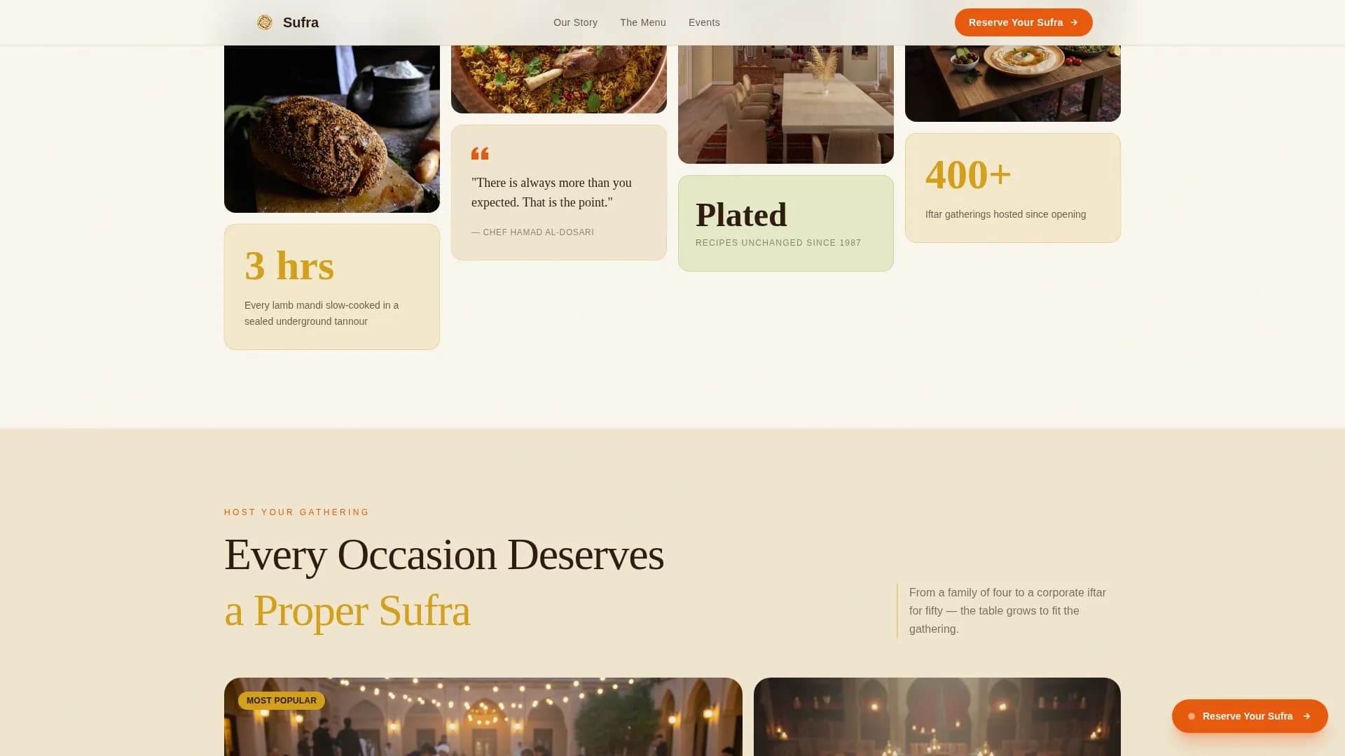 Festive — Luxury Saudi Dining Landing Page Template