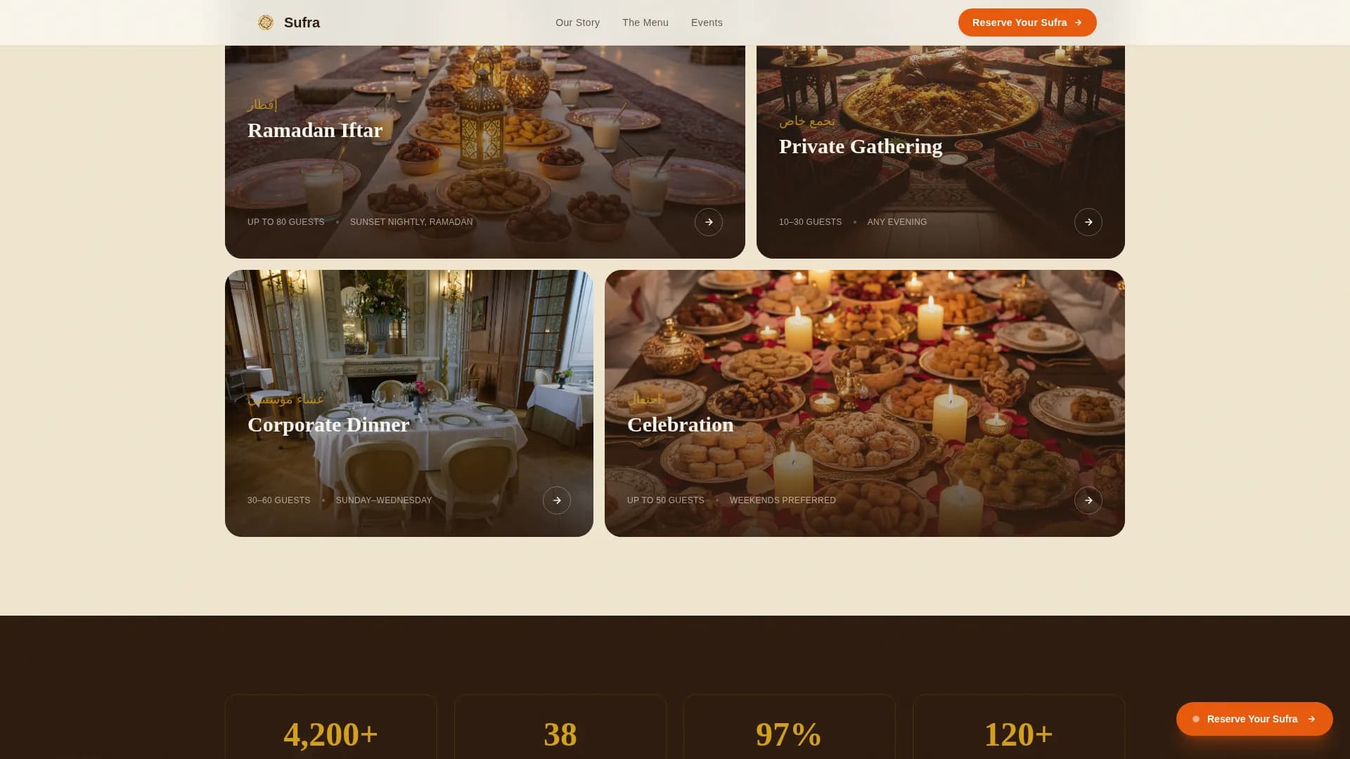 Festive — Luxury Saudi Dining Landing Page Template