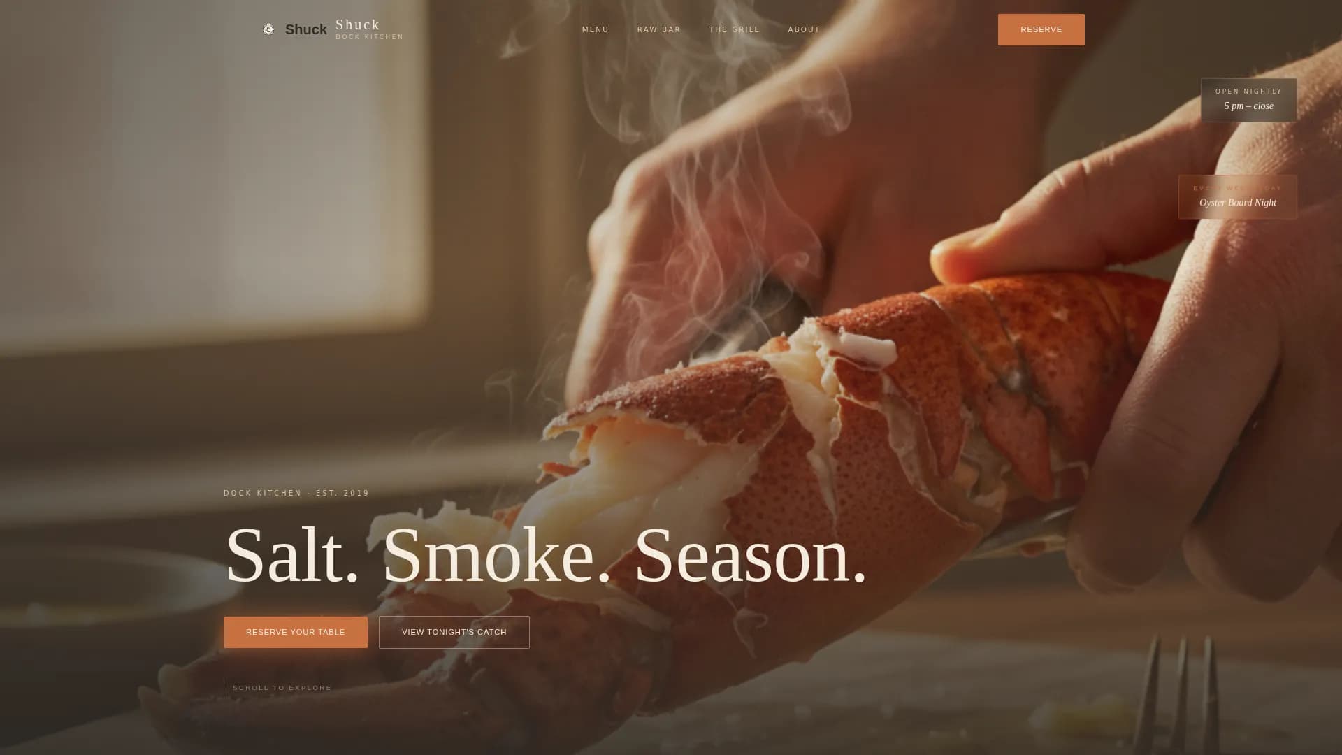 Flame — Premium Coastal Seafood Landing Page Template