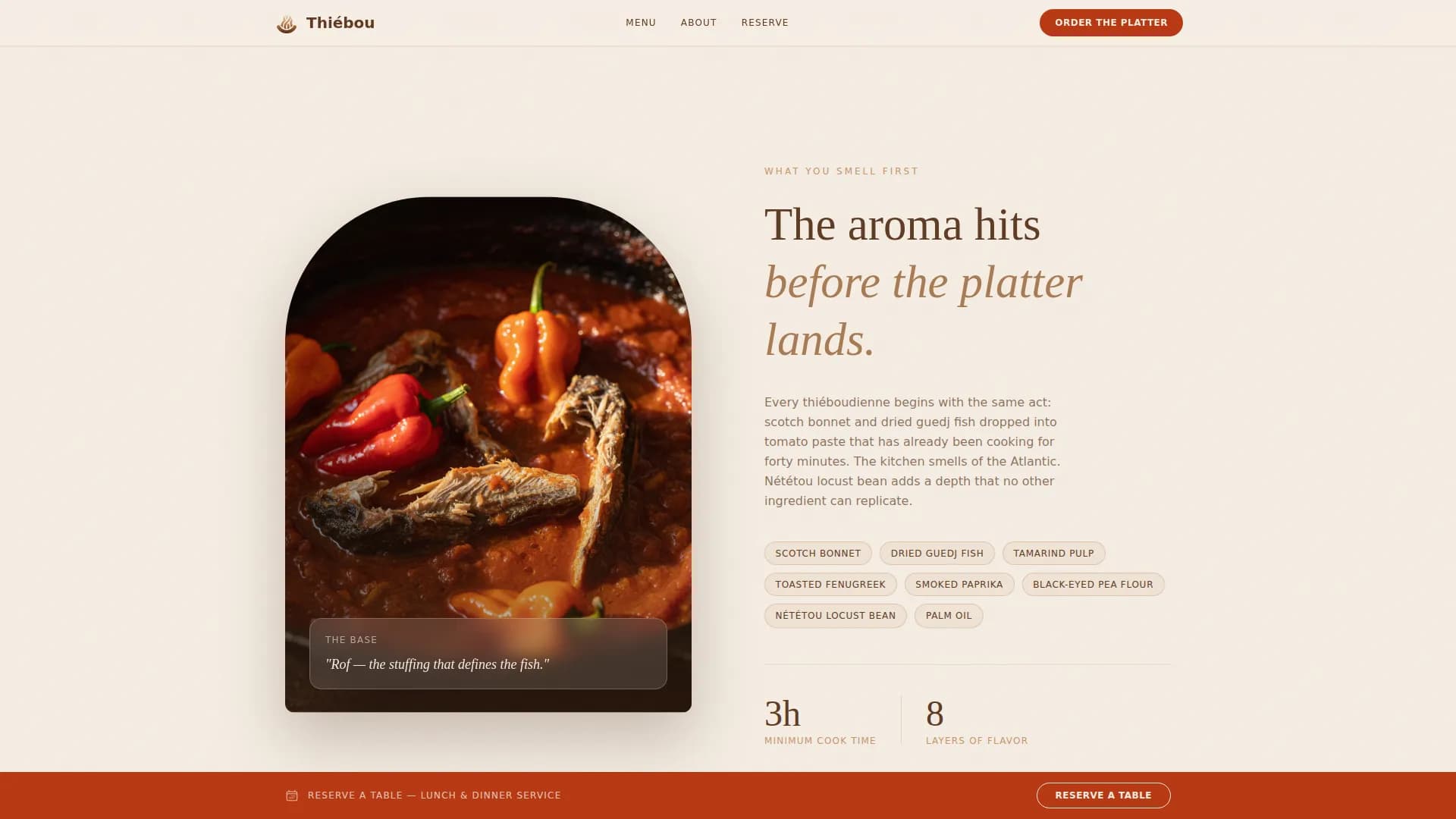 Thibou - Sensory Senegalese Dining Landing Page Template