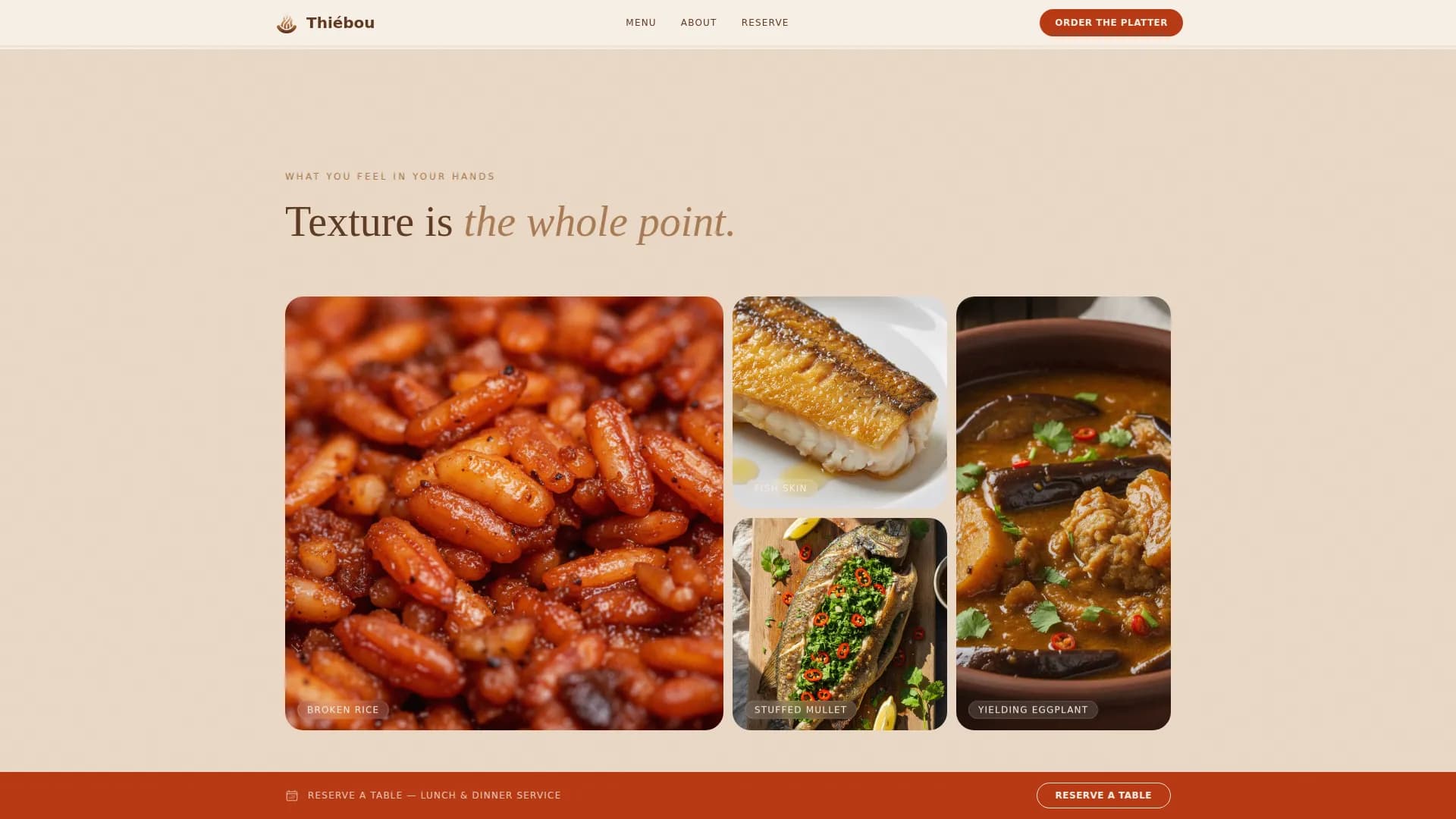 Thibou - Sensory Senegalese Dining Landing Page Template
